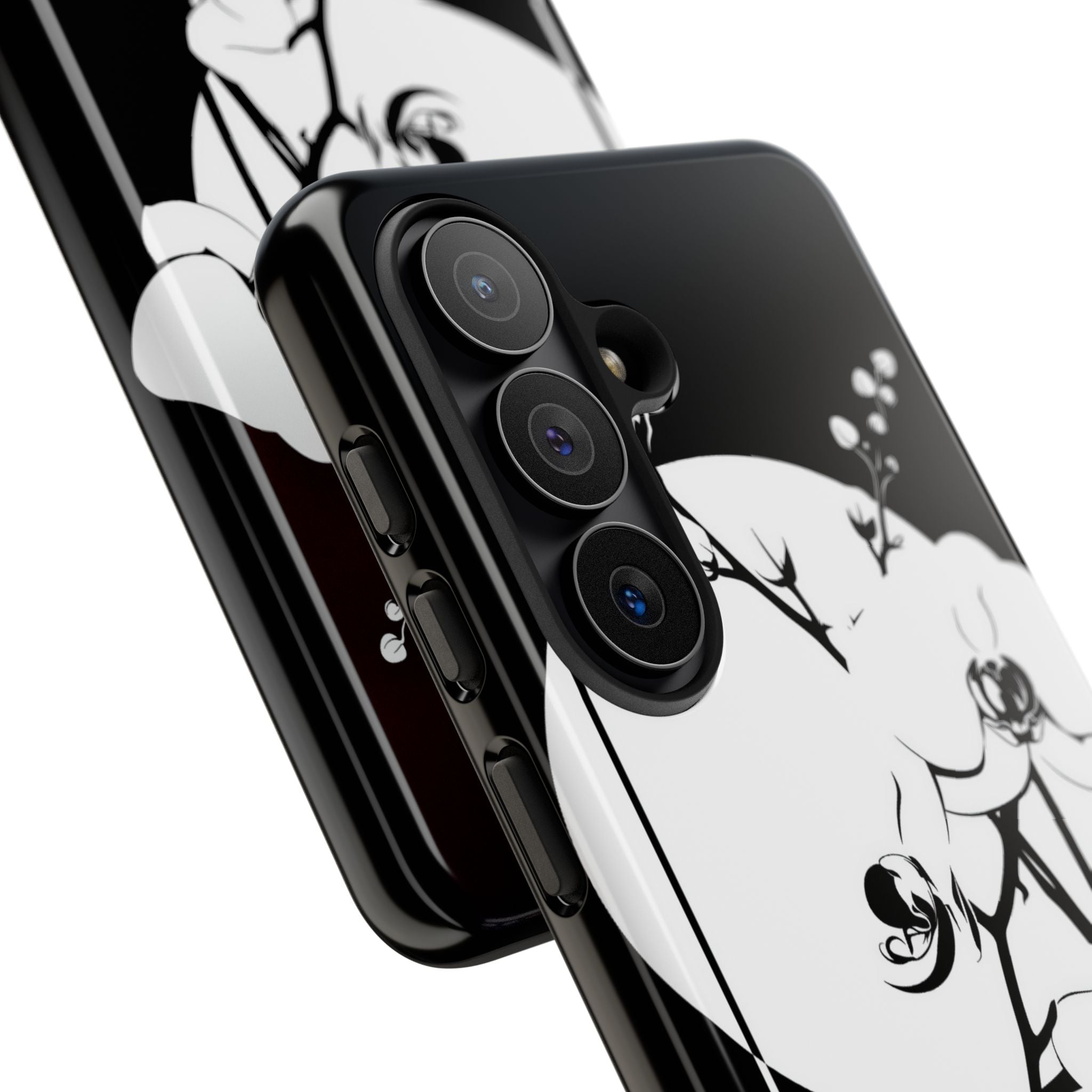 Black Tough Phone Case for Samsung - Lunar Orchid Grid