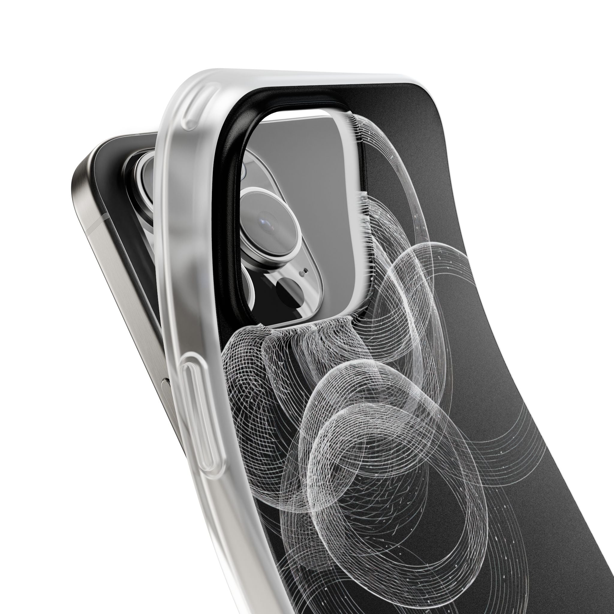 Black Lite Phone Case for iPhone - Kinetic Wireframe Orbit