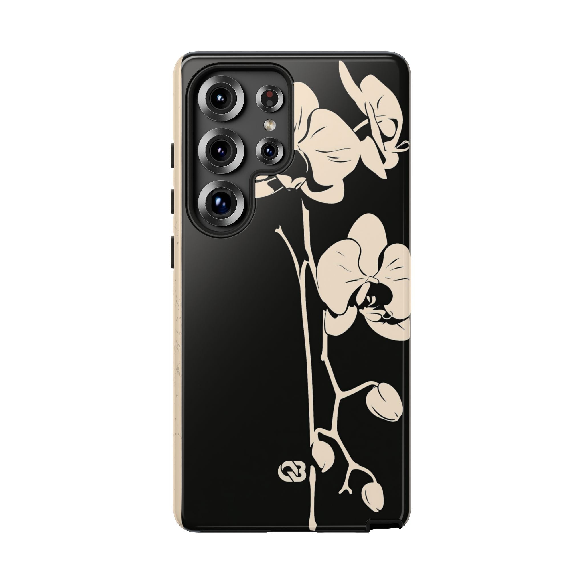 Black Tough Phone Case for Samsung - Obsidian Bone Orchid