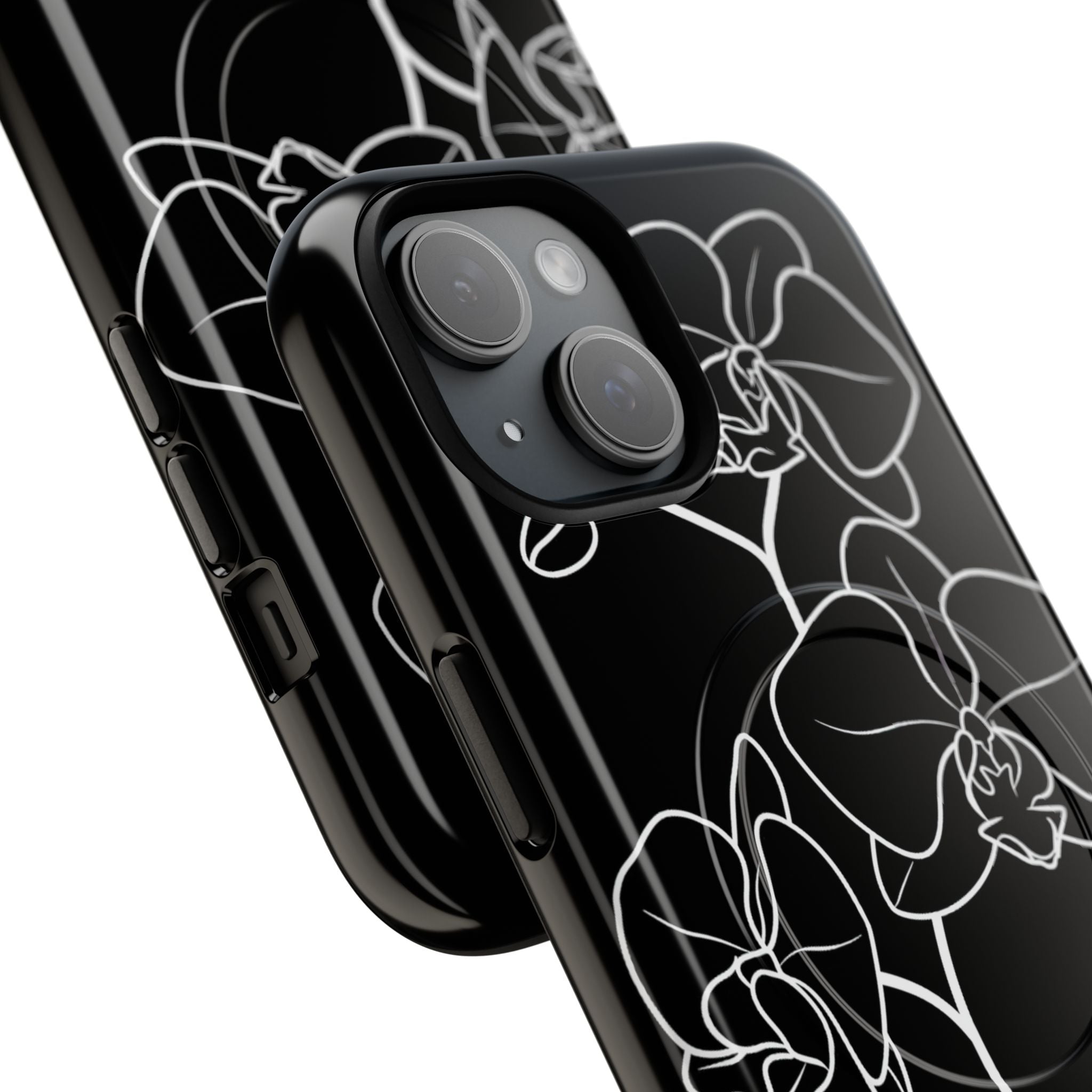 Black Tough 2.0 Magsafe Phone Case for iPhone - Noir Alabaster Orchid