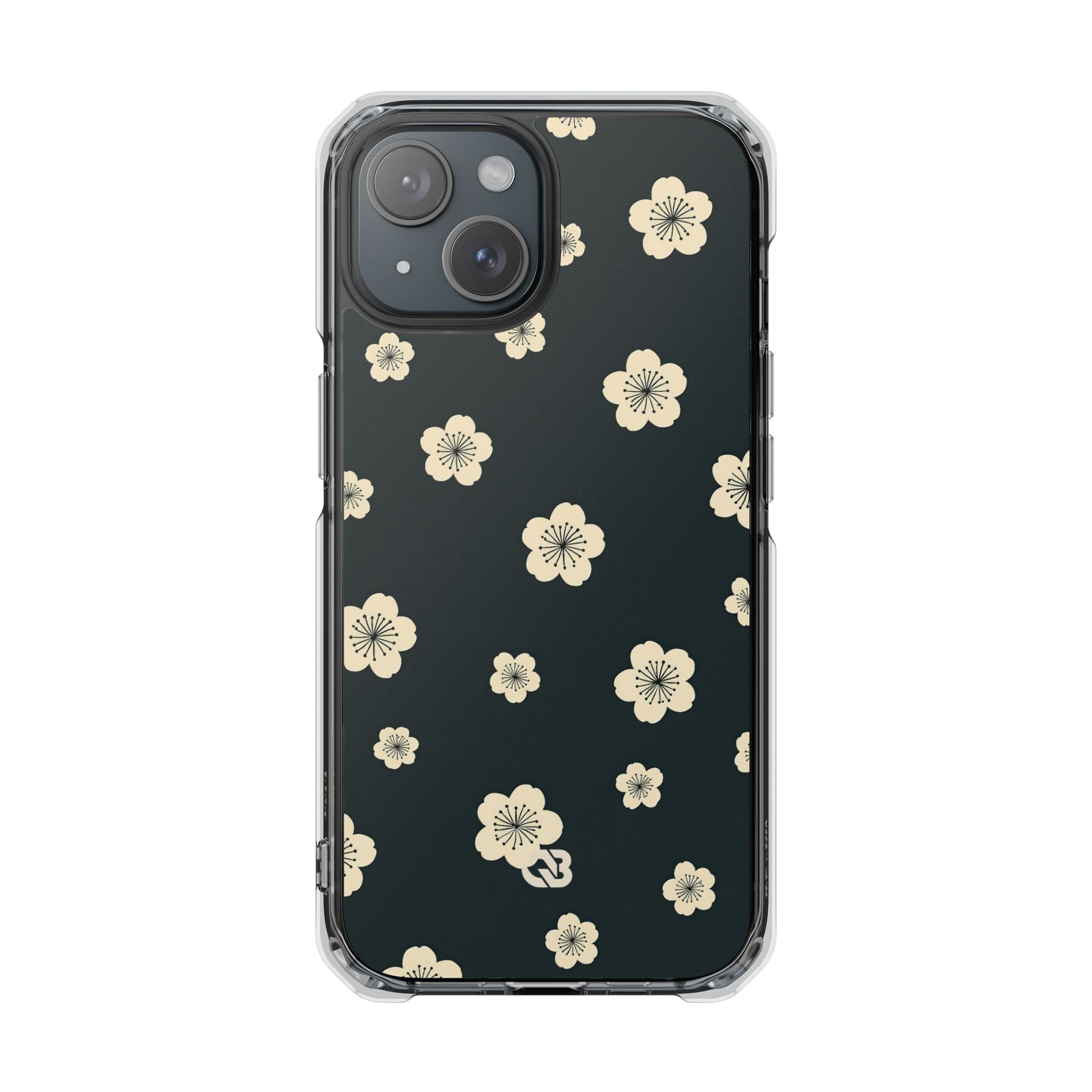 Teal Impact MagSafe Phone Case for iPhone - Obsidian Cream Petals