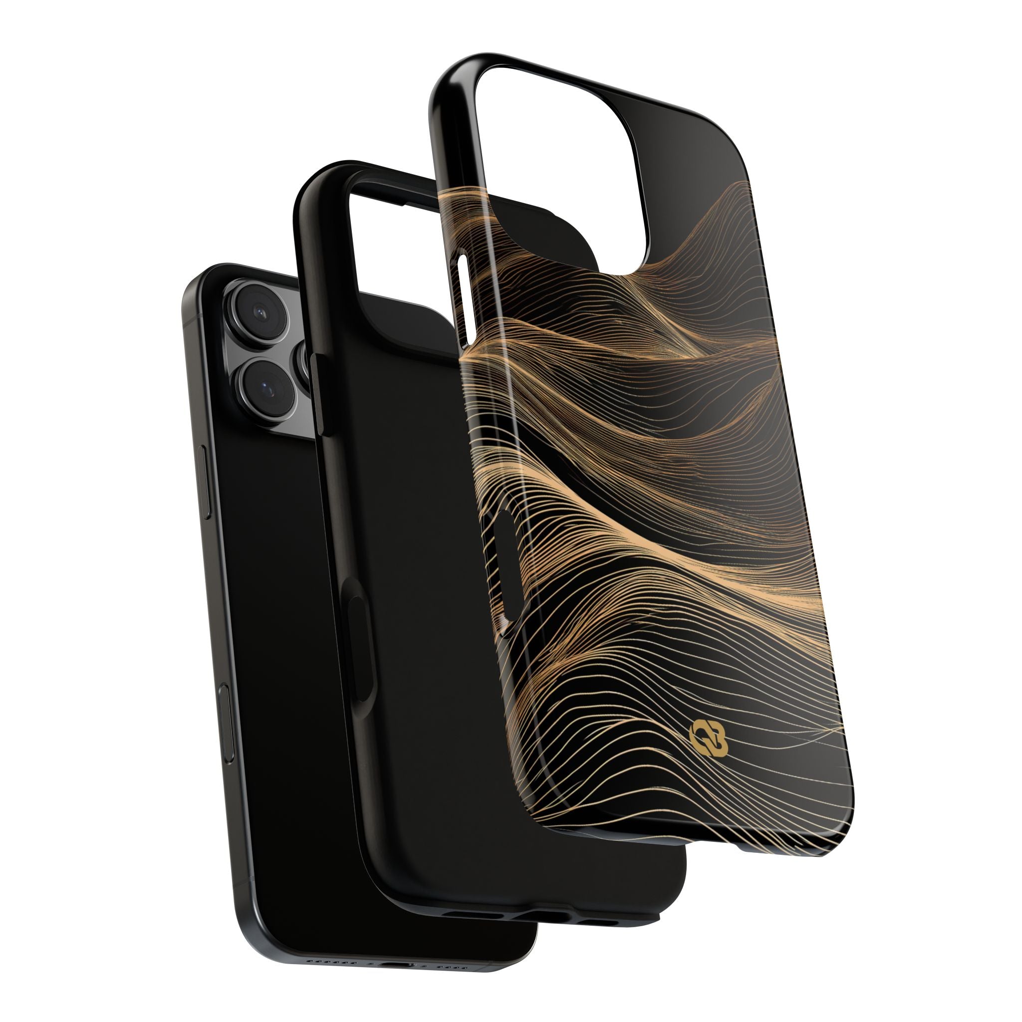Black Tough Phone Case for iPhone - Copper Topo Ridge