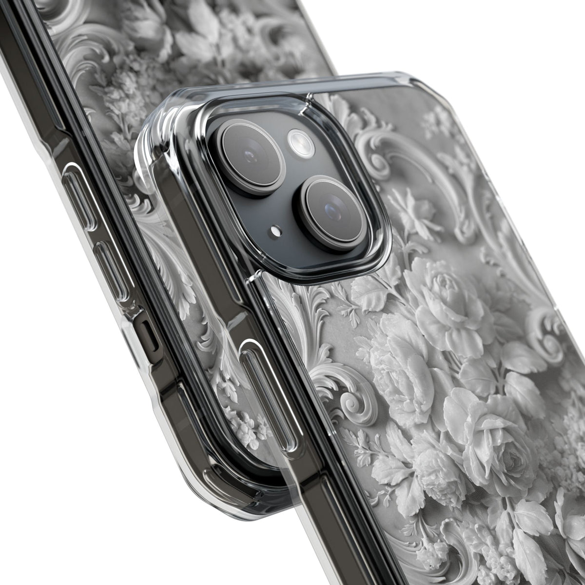 Rococo Marble Rose · Clear Impact Magnetic Phone Case for iPhone · White