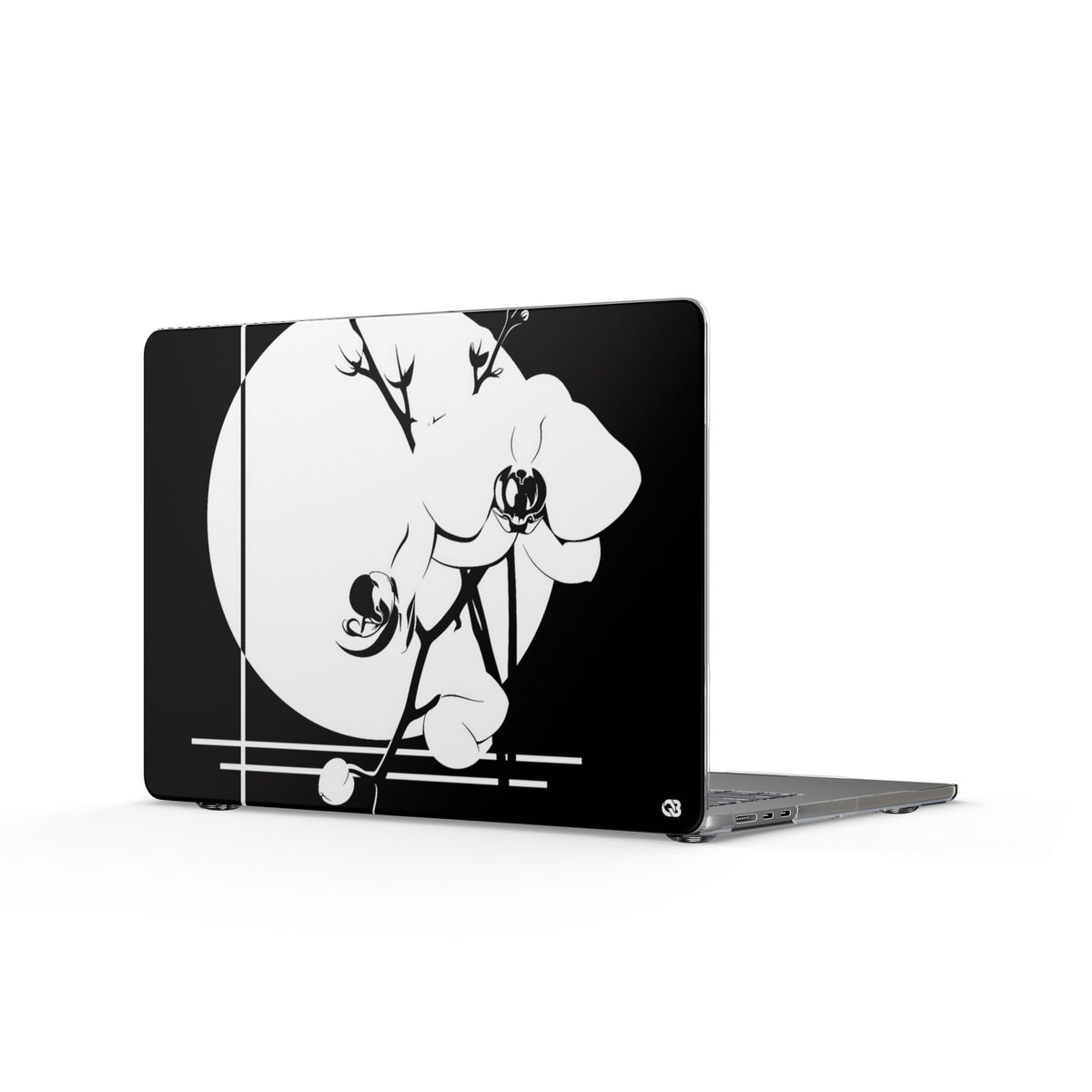 Nocturne Orchid Bloom · Clear Hard Case for MacBook · Black