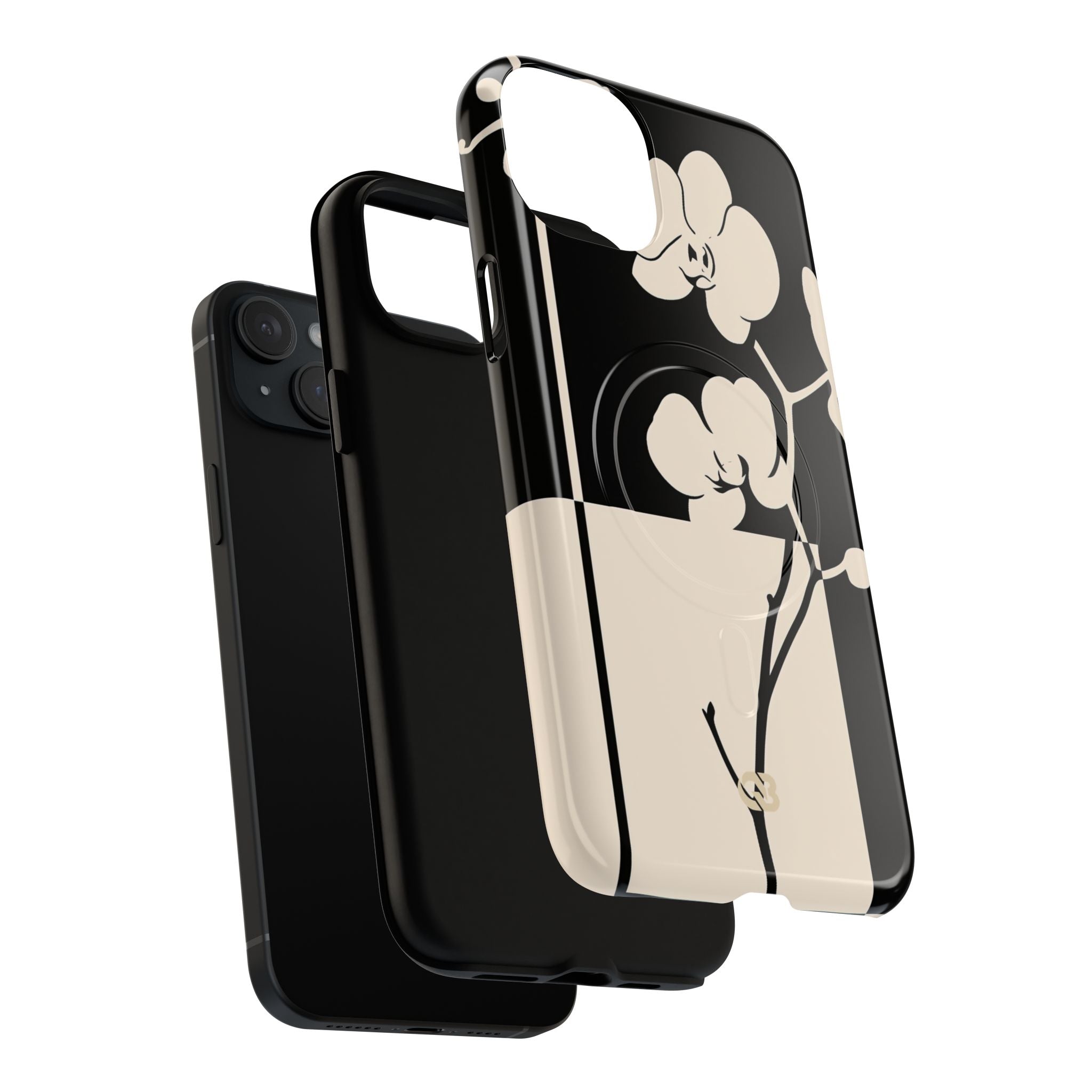 Beige Tough 2.0 Magsafe Phone Case for iPhone - Nocturnal Orchid Frame
