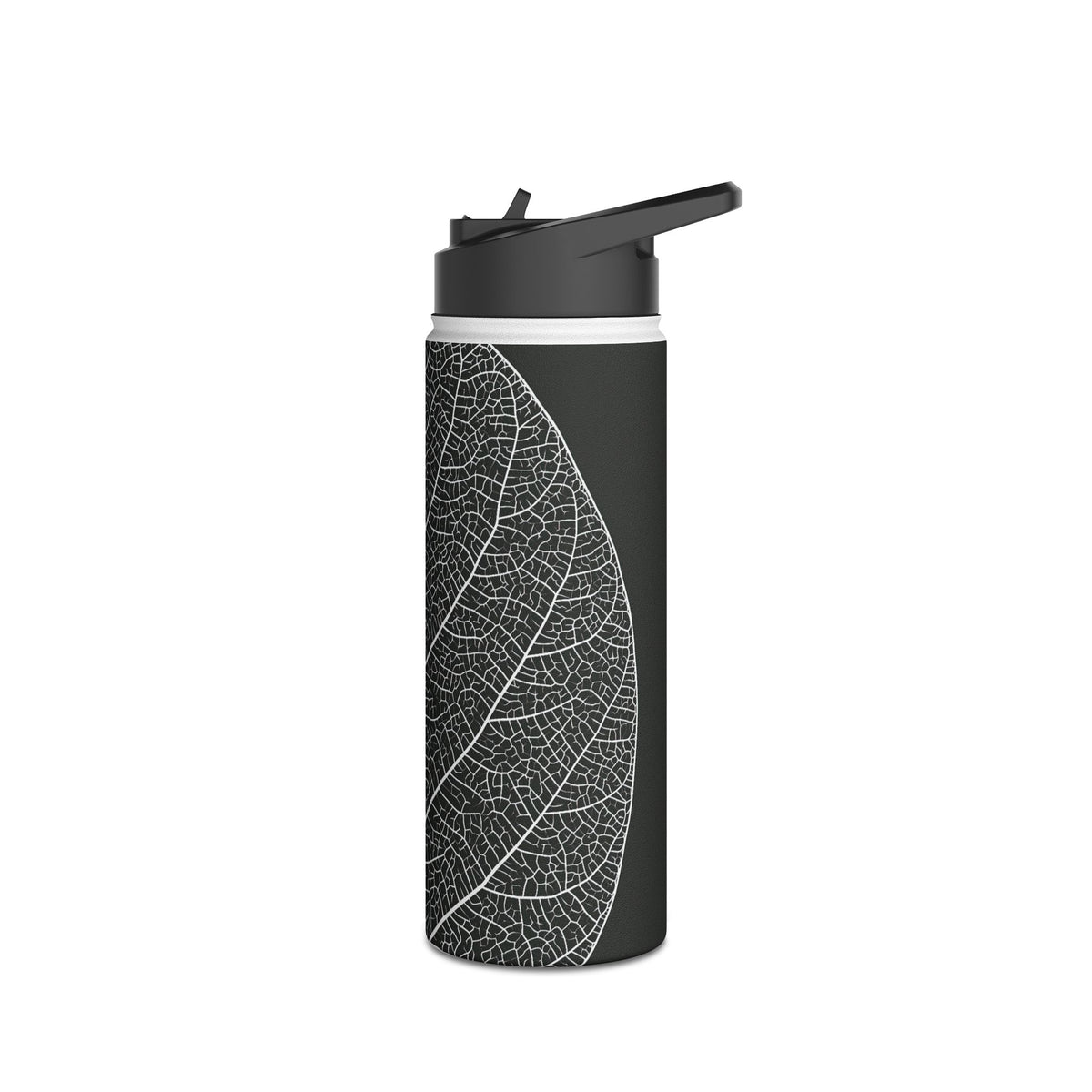 Monochrome Leaf Skeleton · Insulated Water Bottle · Black