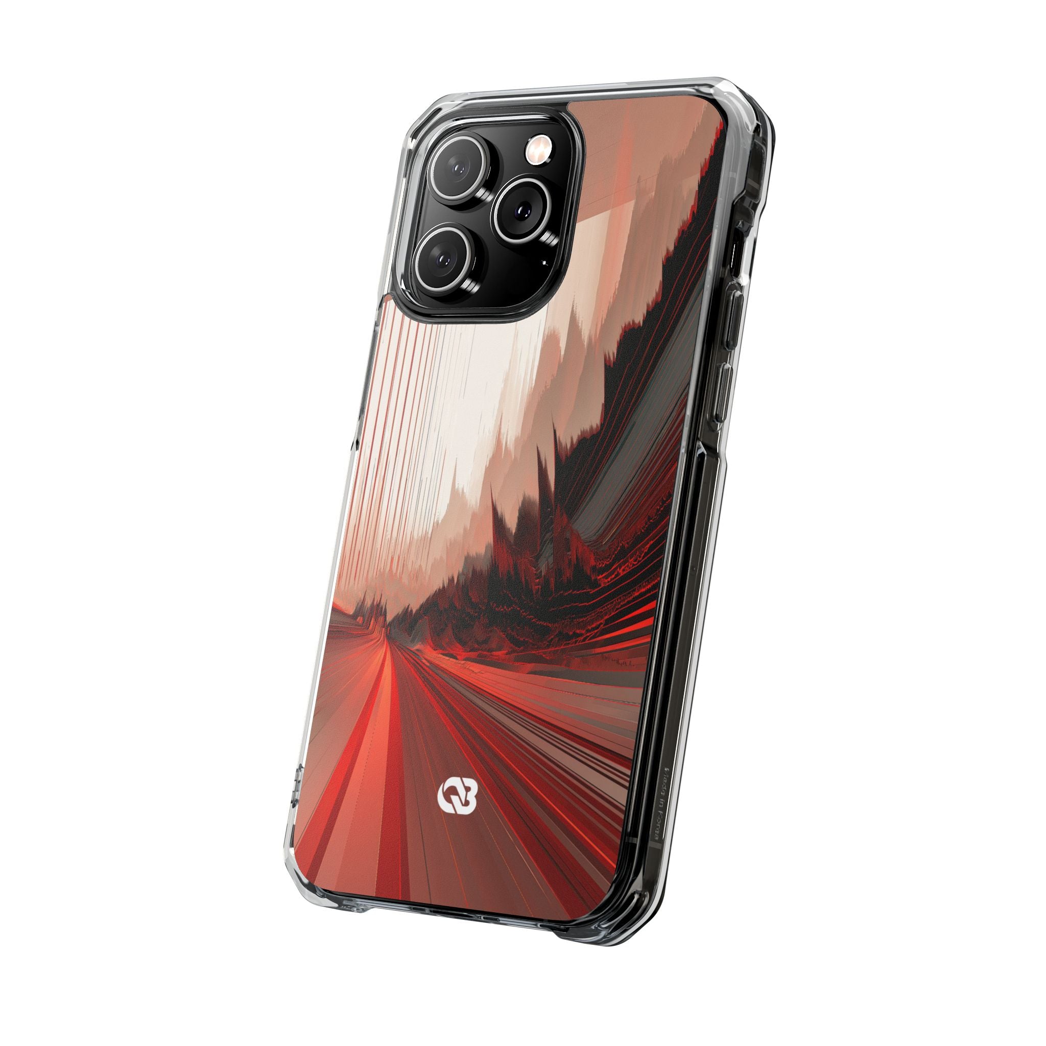 Red Impact MagSafe Phone Case for iPhone - Crimson Pulse Horizon