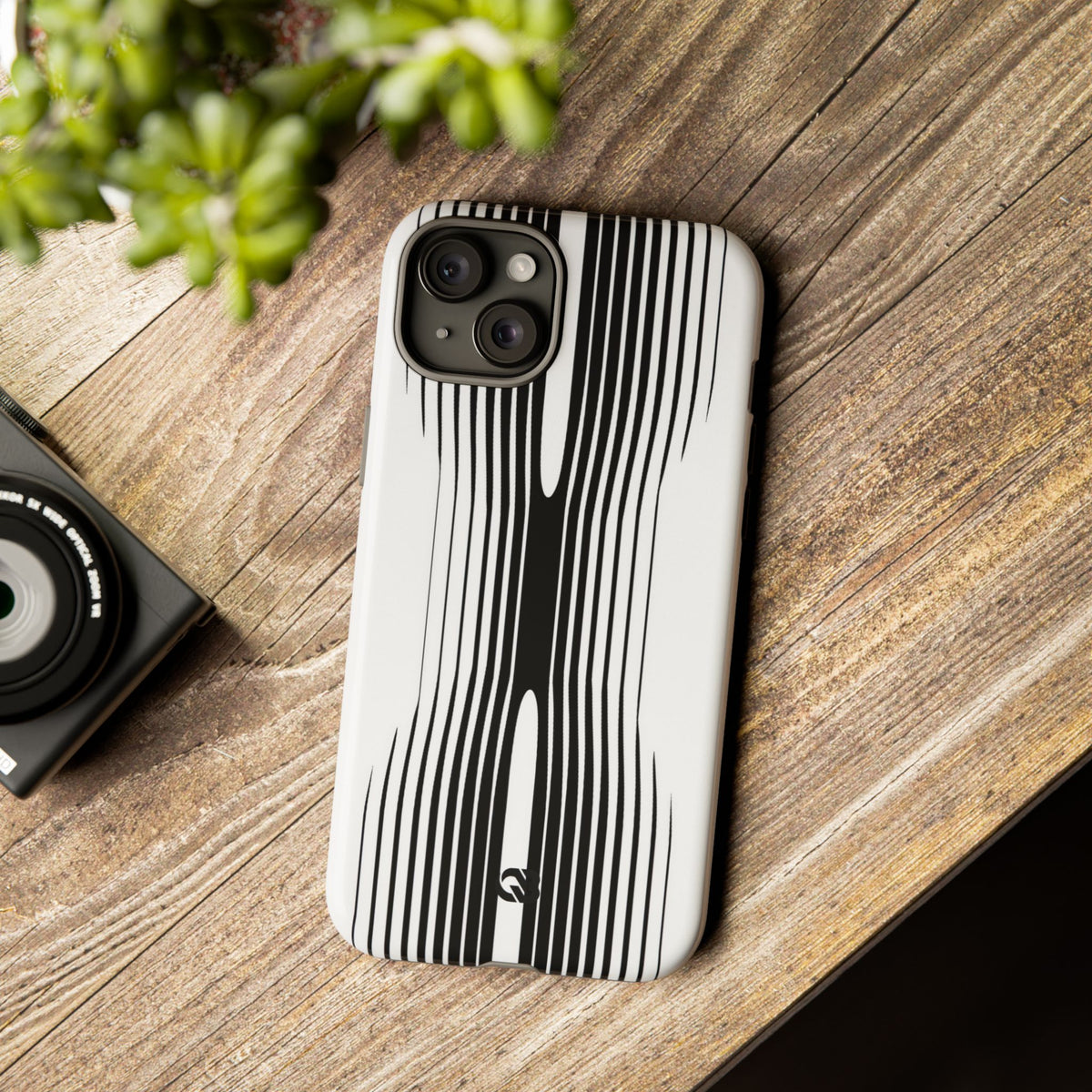 White Tough Phone Case for iPhone - Kinetic Mono Distortion