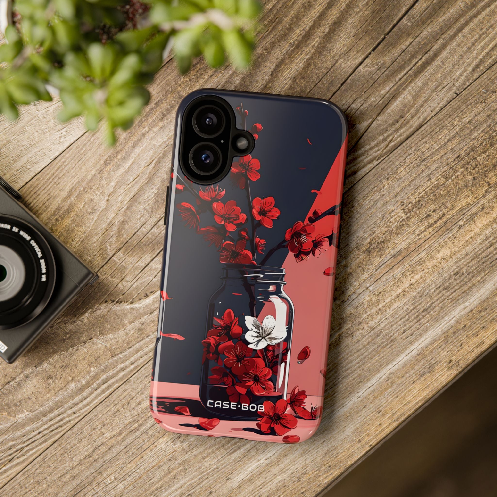 Cherry Blossom Contrast iPhone 16 Plus Case - Tough