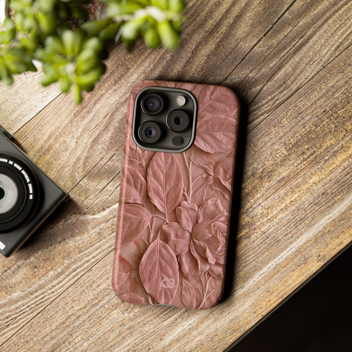 Blush Rose Relief · Tough Phone Case for iPhone · Pink