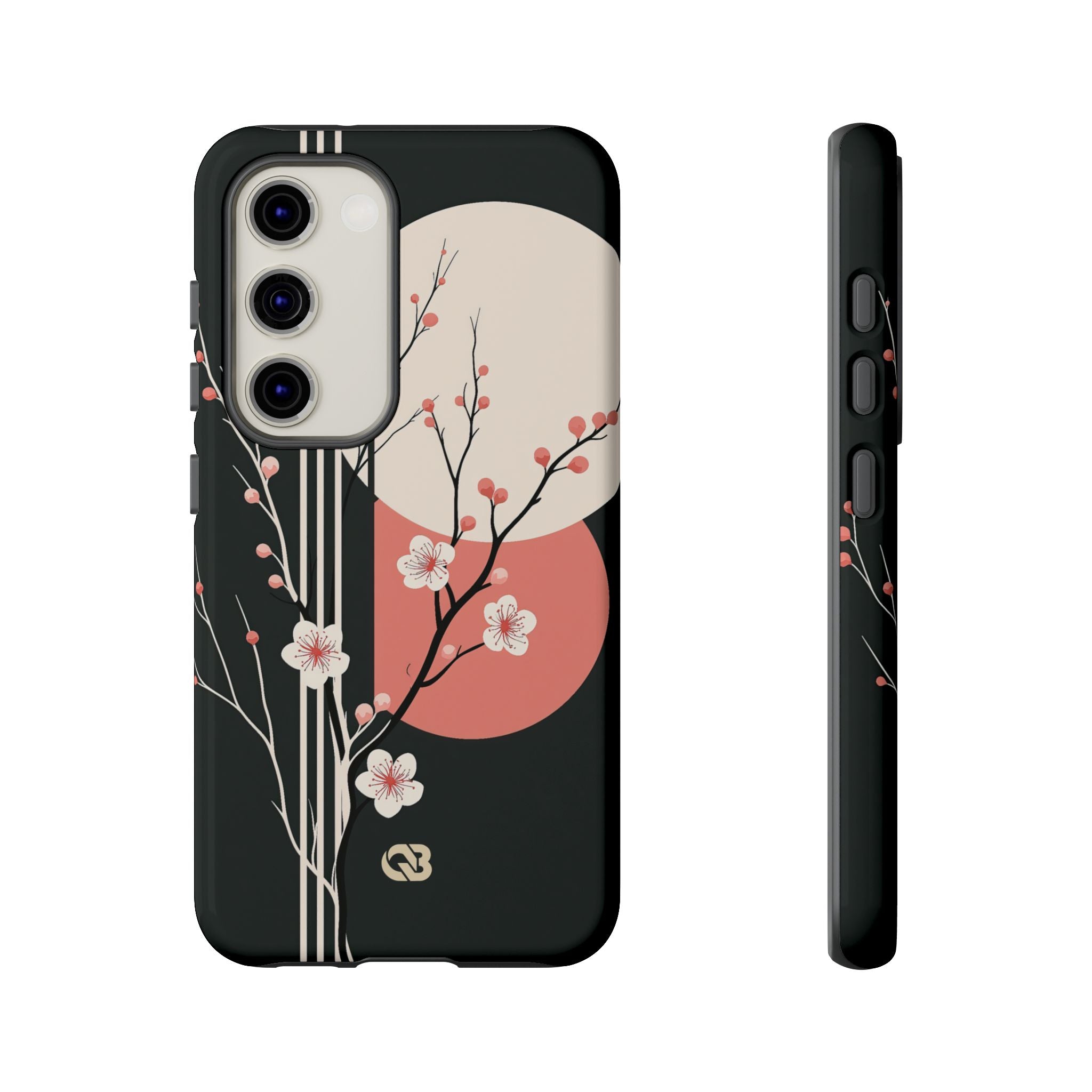 Black Tough Phone Case for Samsung - Kyoto Midnight Blossom