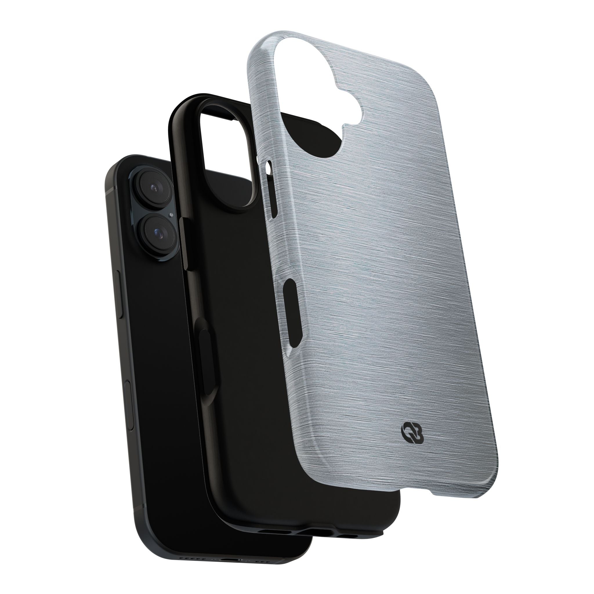 Silver Tough Phone Case for iPhone - Satin Chrome Grain