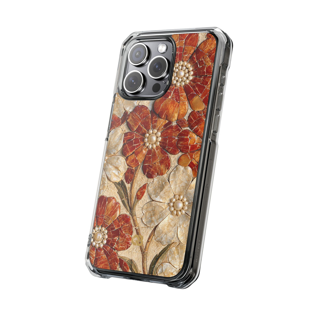 Carnelian Pearl Bloom · Clear Impact Magnetic Phone Case for iPhone · Orange