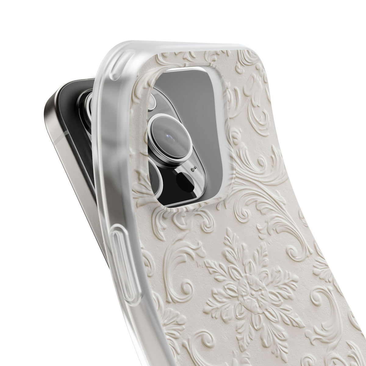 White Lite Phone Case for iPhone - Alabaster Floral Relief