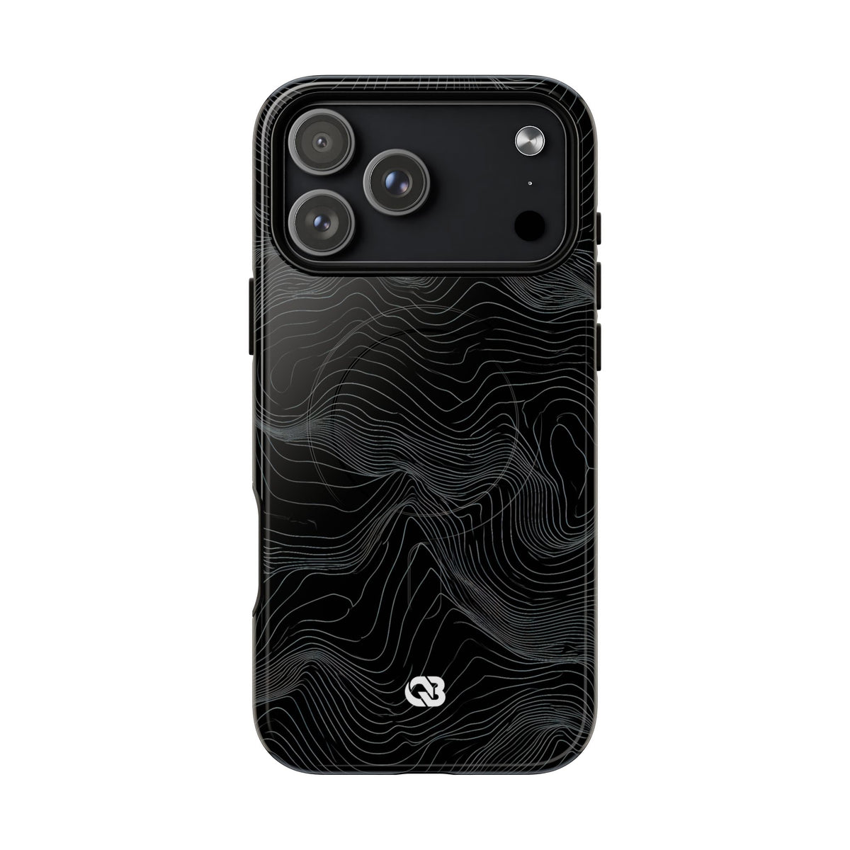 Black Tough 2.0 Magsafe Phone Case for iPhone - Obsidian Topo Wireframe