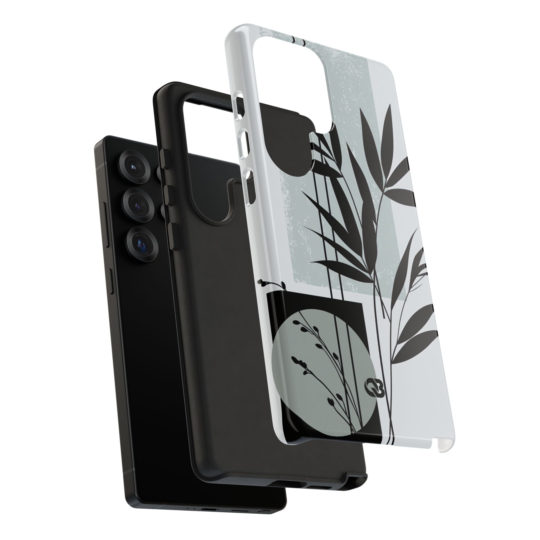 Grey Tough Phone Case for Samsung - Sage Bamboo Noir