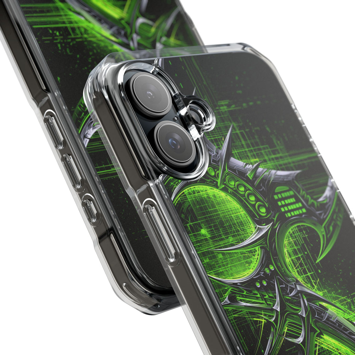 Cyber Sigil Grid · Clear Impact Magnetic Phone Case for iPhone · Green