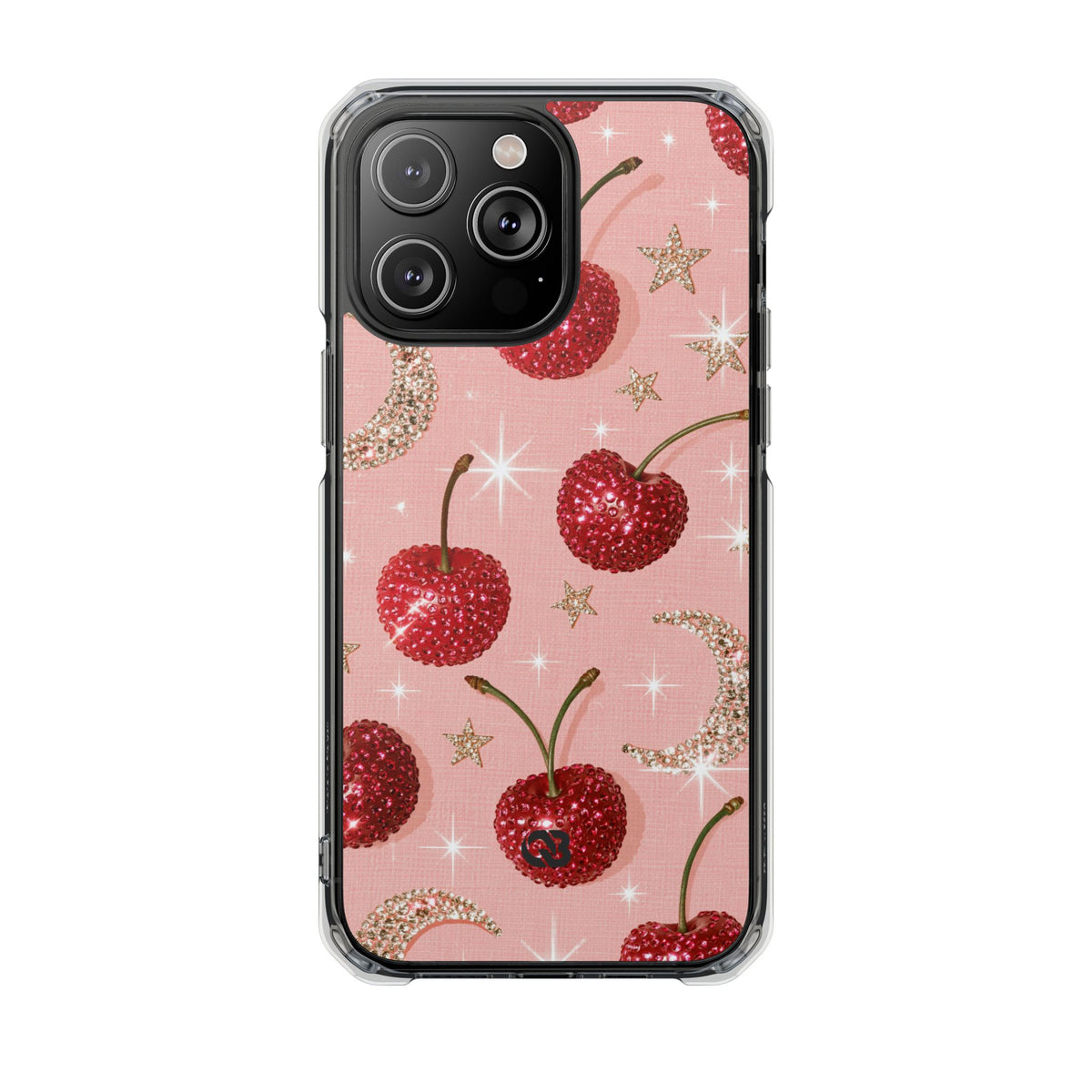 Bedazzled Ruby Cherries · Clear Impact Magnetic Phone Case for iPhone · Pink