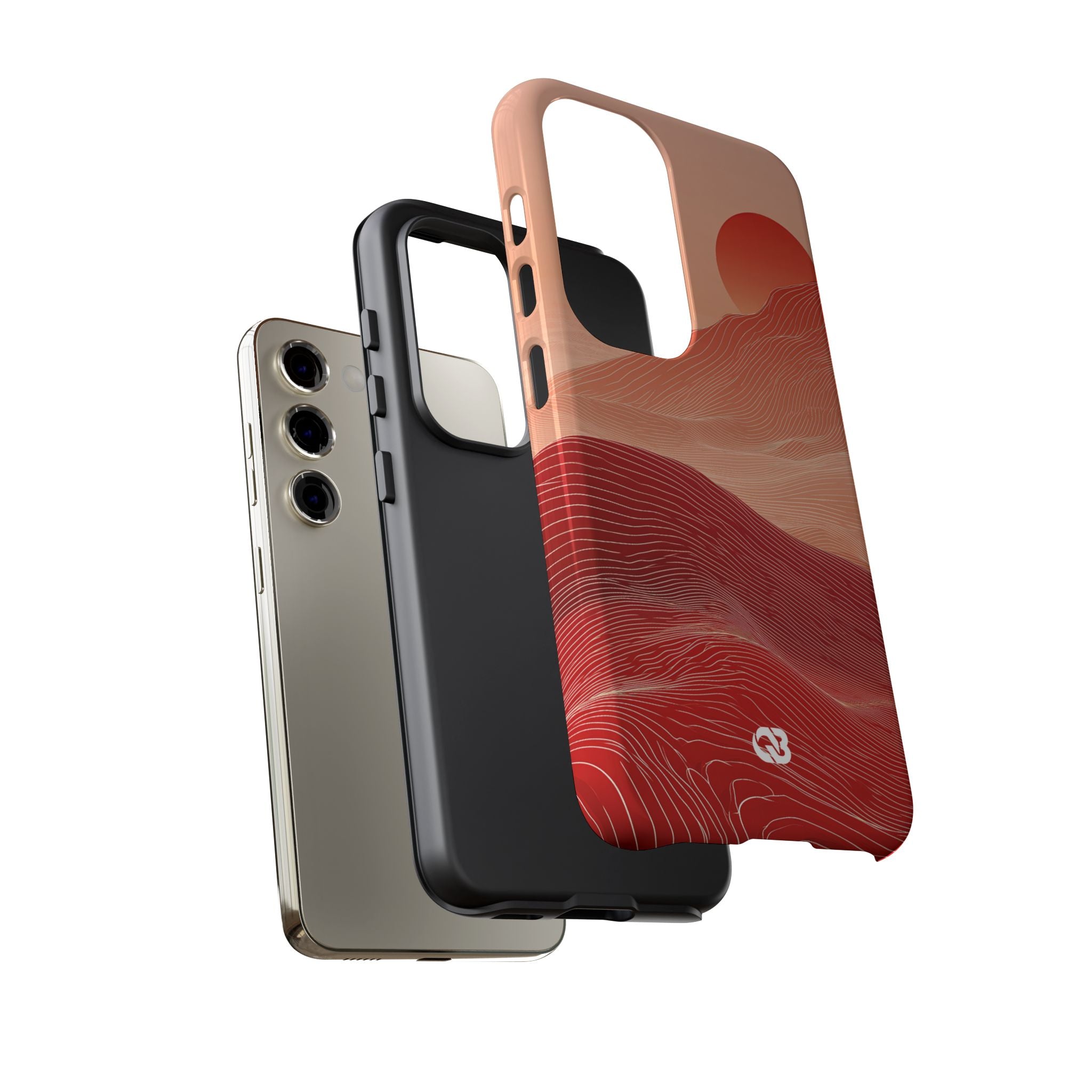 Red Tough Phone Case for Samsung - Crimson Ridge Lines
