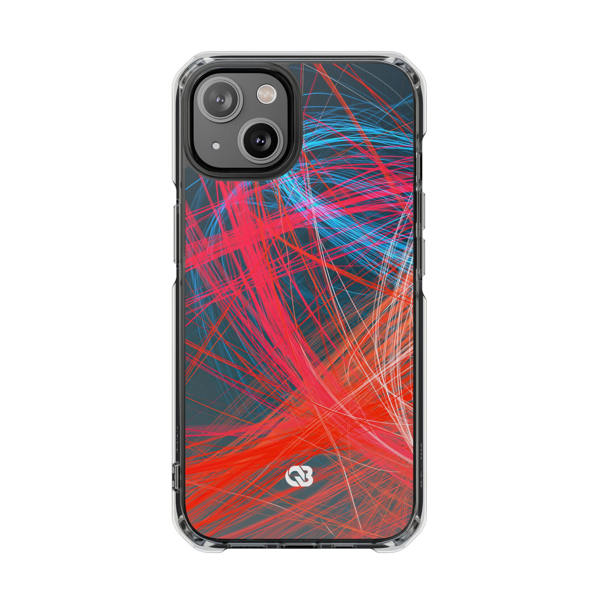 Neon Fiber Stream · Clear Impact Magnetic Phone Case for iPhone · Red