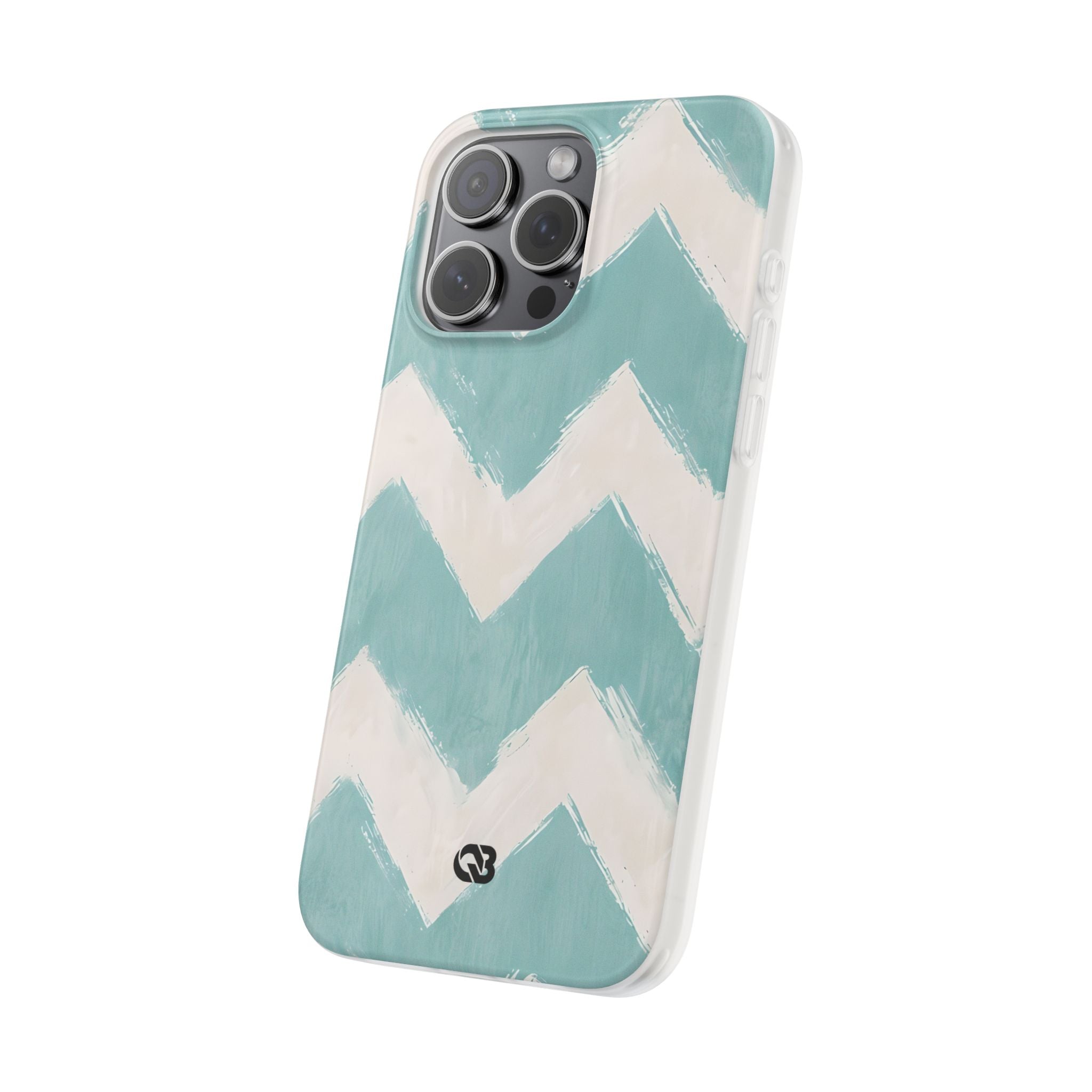 Teal Painted Chevron · Soft Phone Case for iPhone