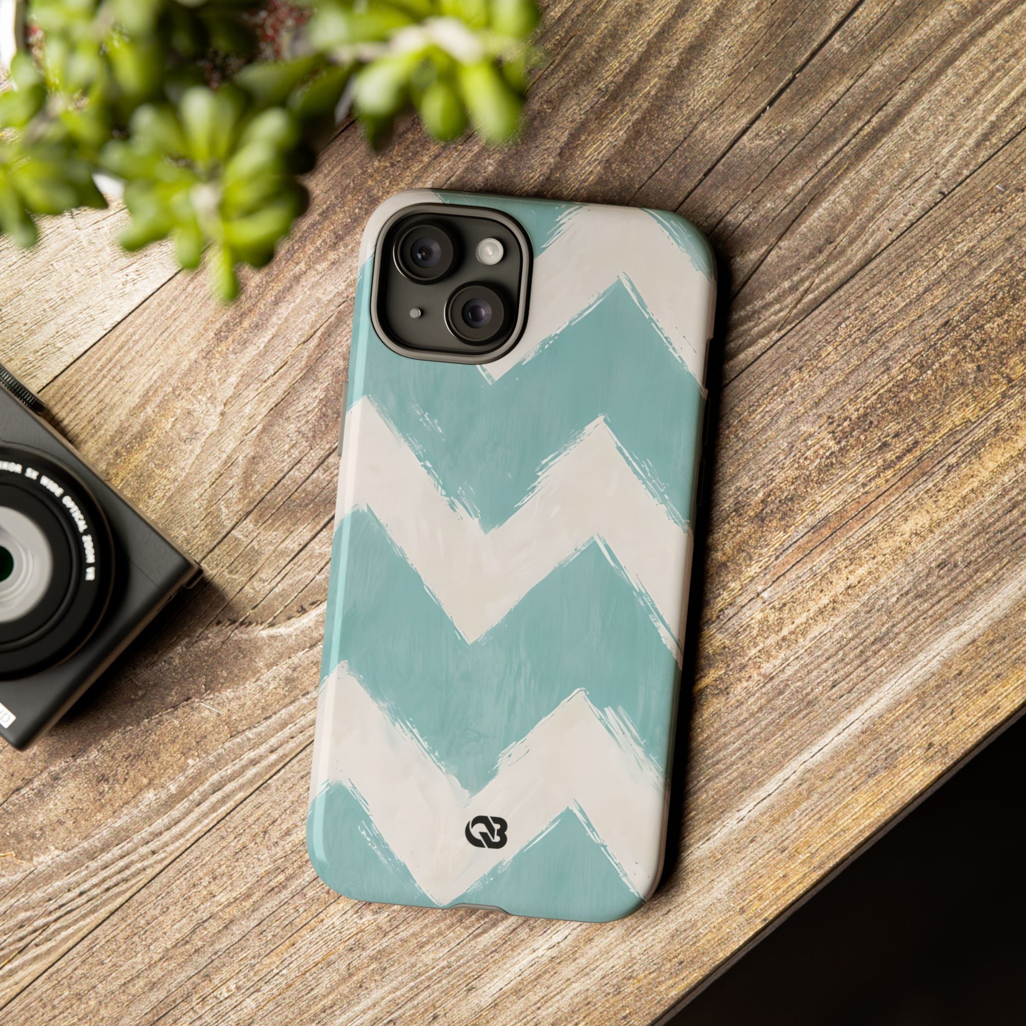 Teal Painted Chevron · Tough Phone Case for iPhone