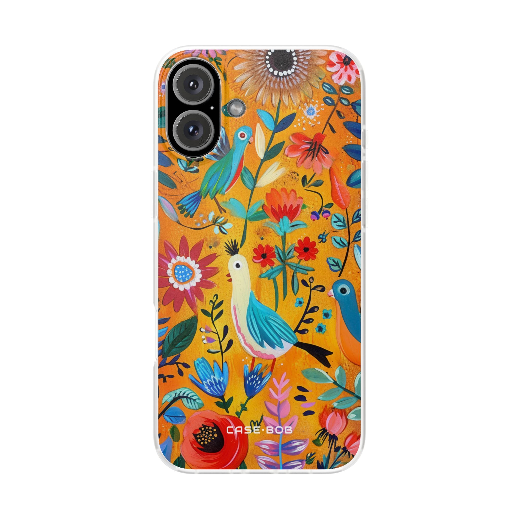 Bunte Vögel Blühen iPhone 16 Plus Case - Soft