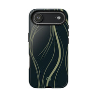 Green Tough Phone Case for iPhone - Obsidian Sage Flow