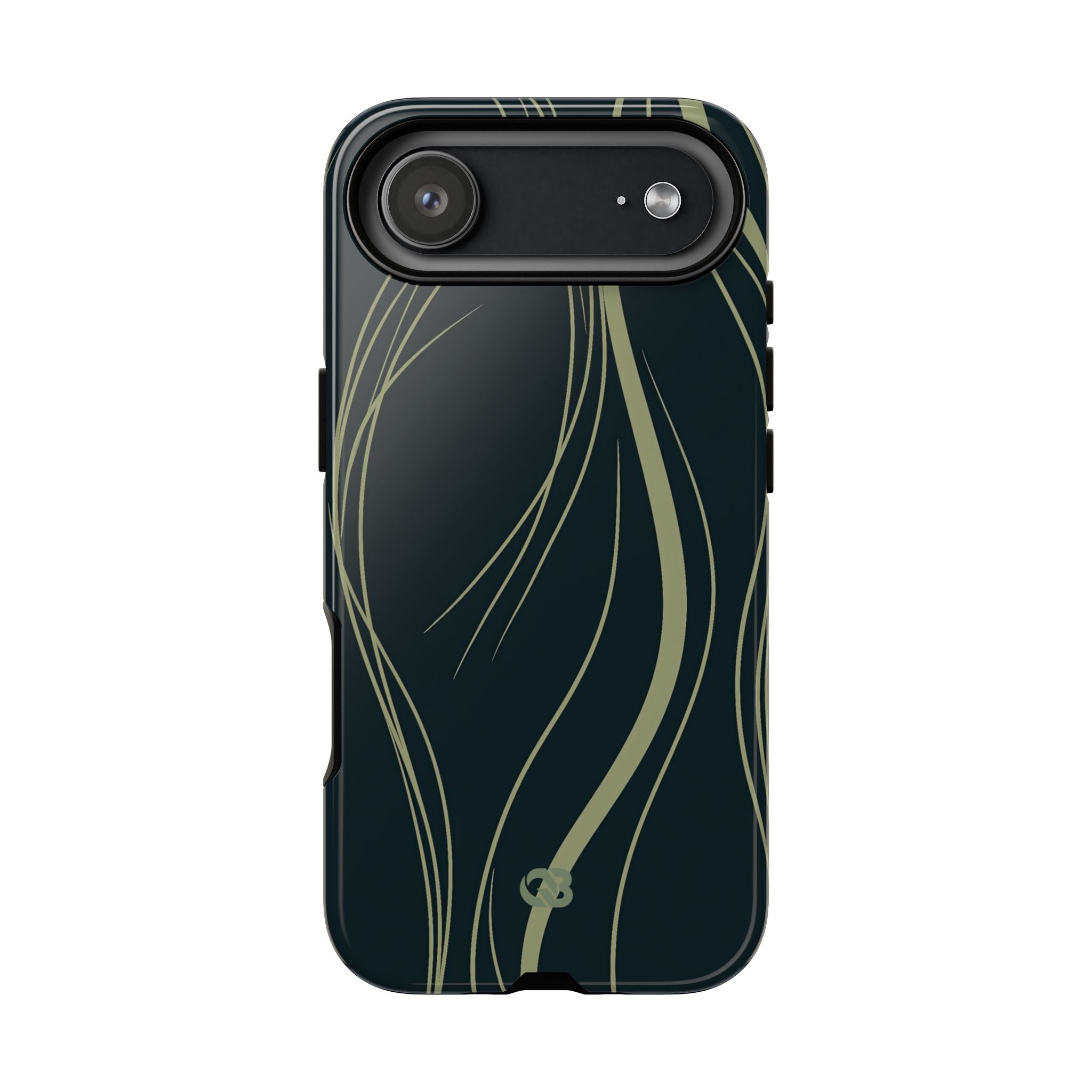 Green Tough Phone Case for iPhone - Obsidian Sage Flow