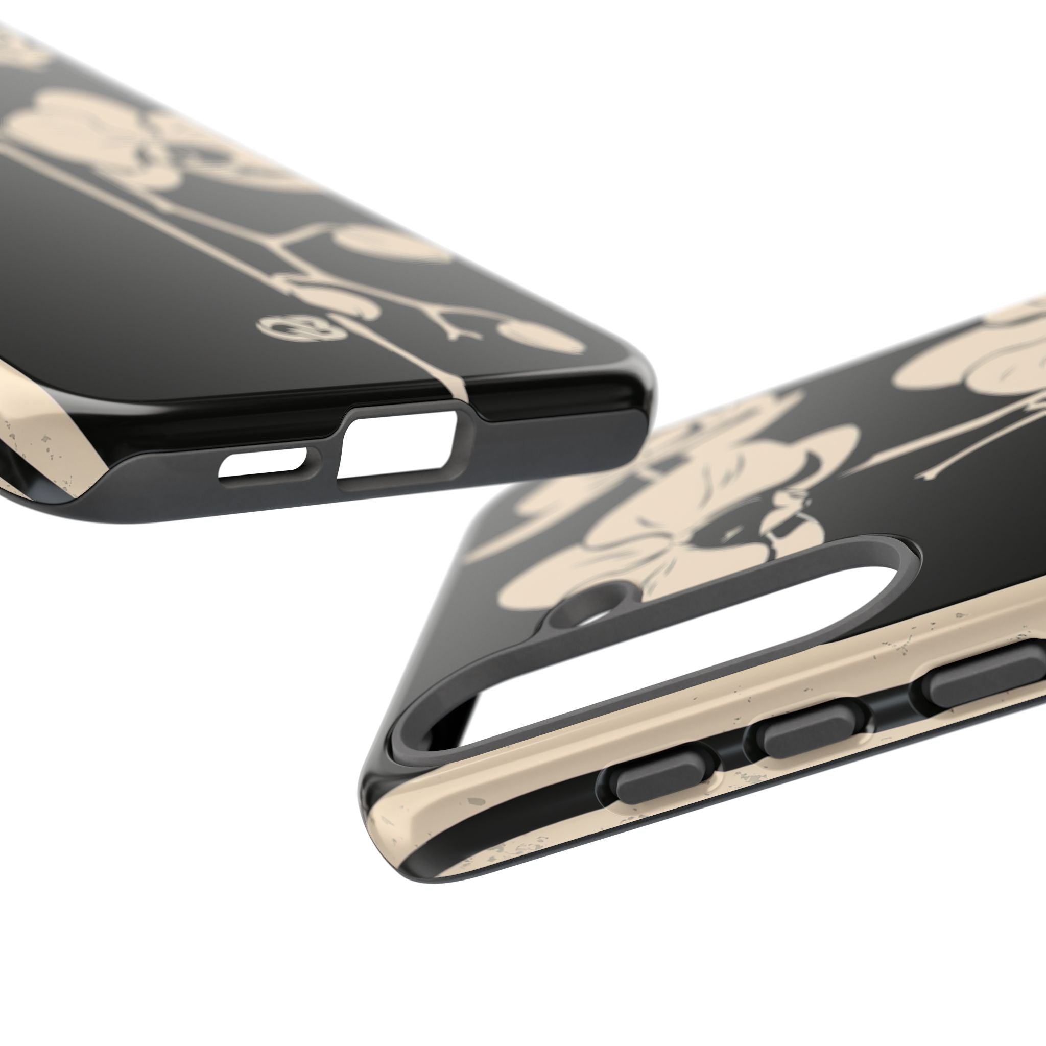 Black Tough Phone Case for Samsung - Obsidian Bone Orchid