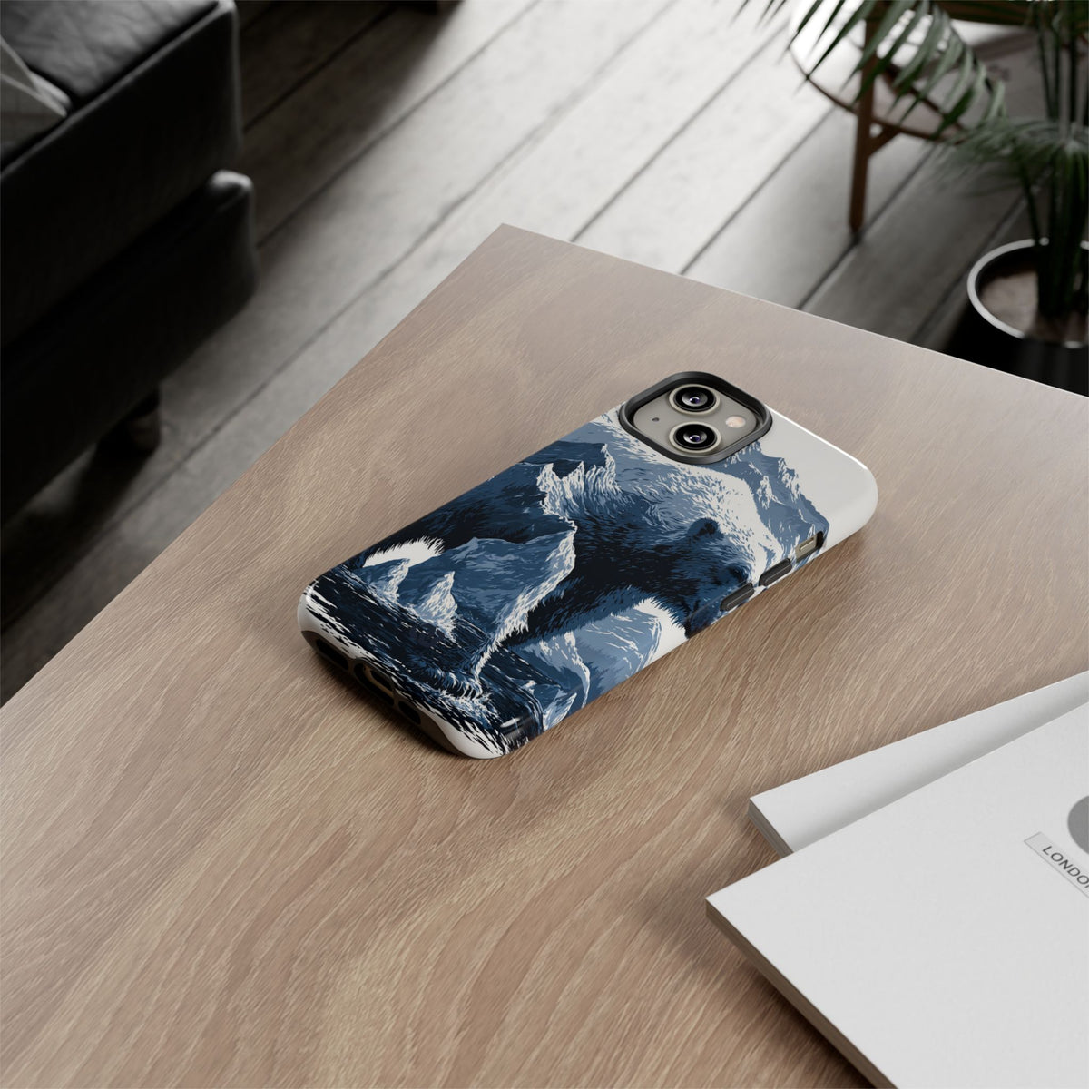 Fjord Summit Bear · Tough Phone Case for iPhone · Blue