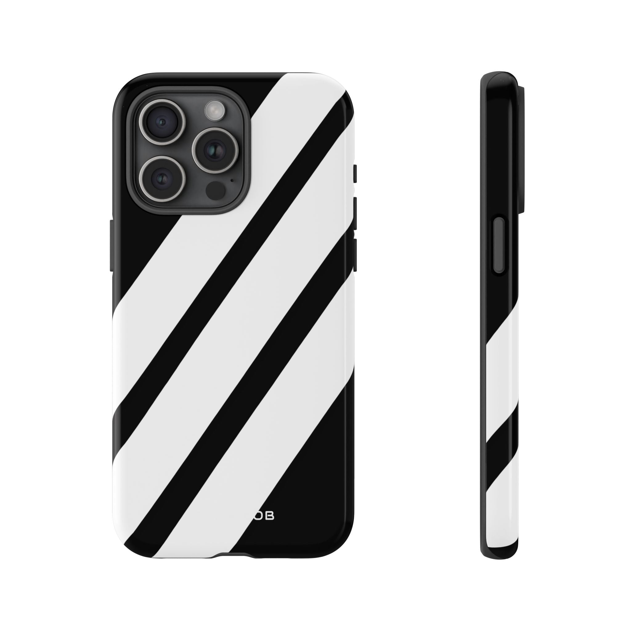 Diagonal Bands Noir iPhone 15 Pro Max Case - Tough