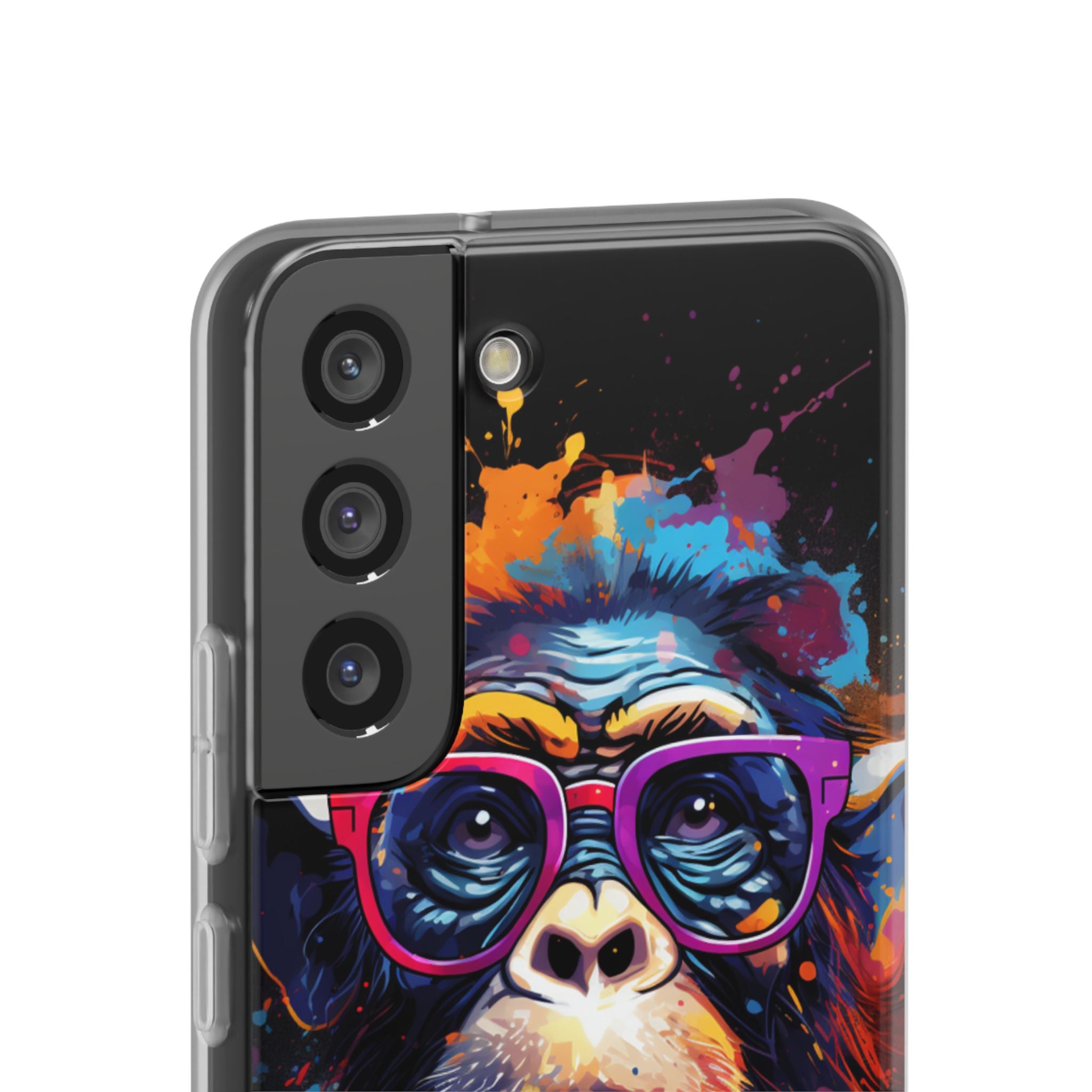 Neon Splatter Primate · Soft Telefoncover til Samsung