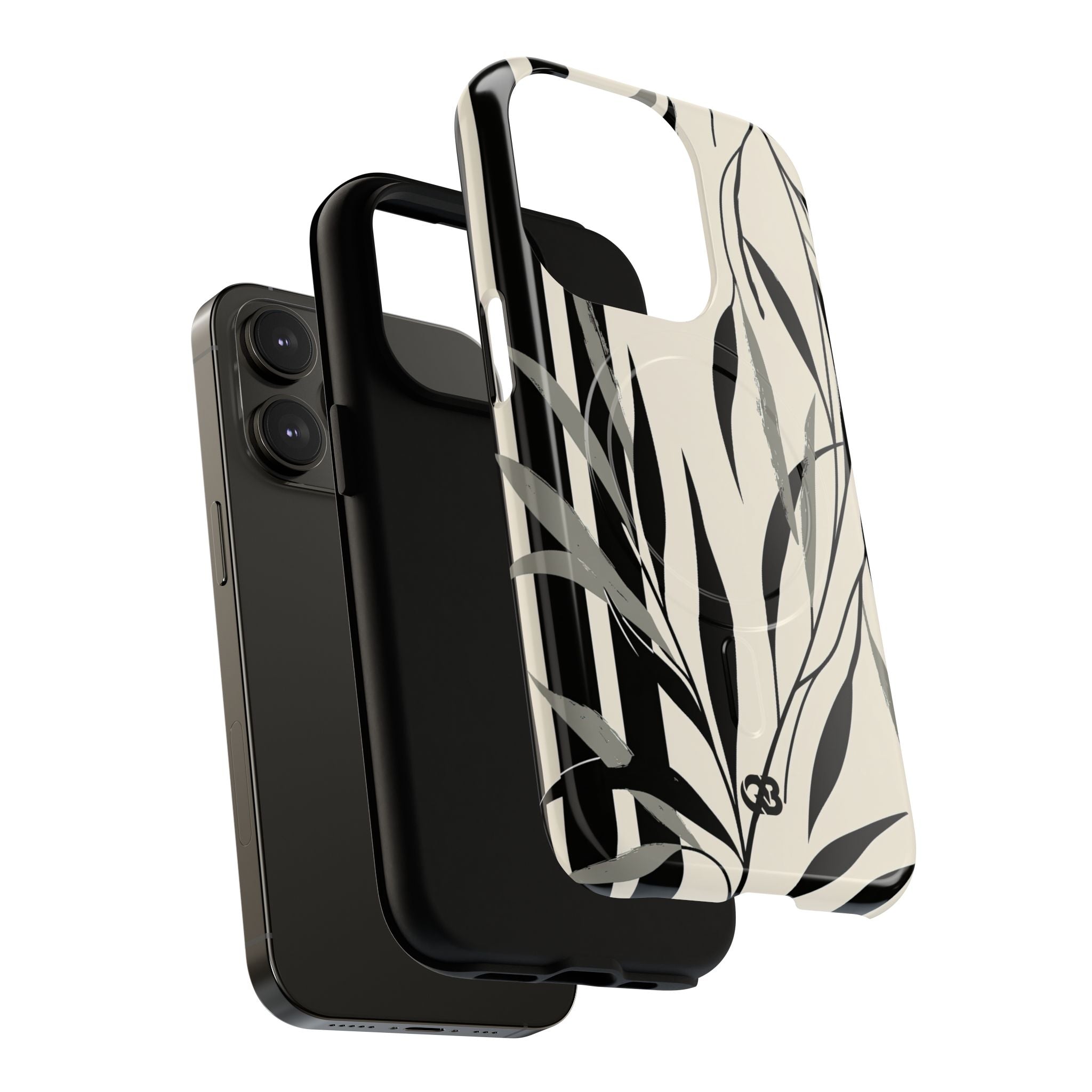Beige Tough 2.0 Magsafe Phone Case for iPhone - Soot Leaf Sketch