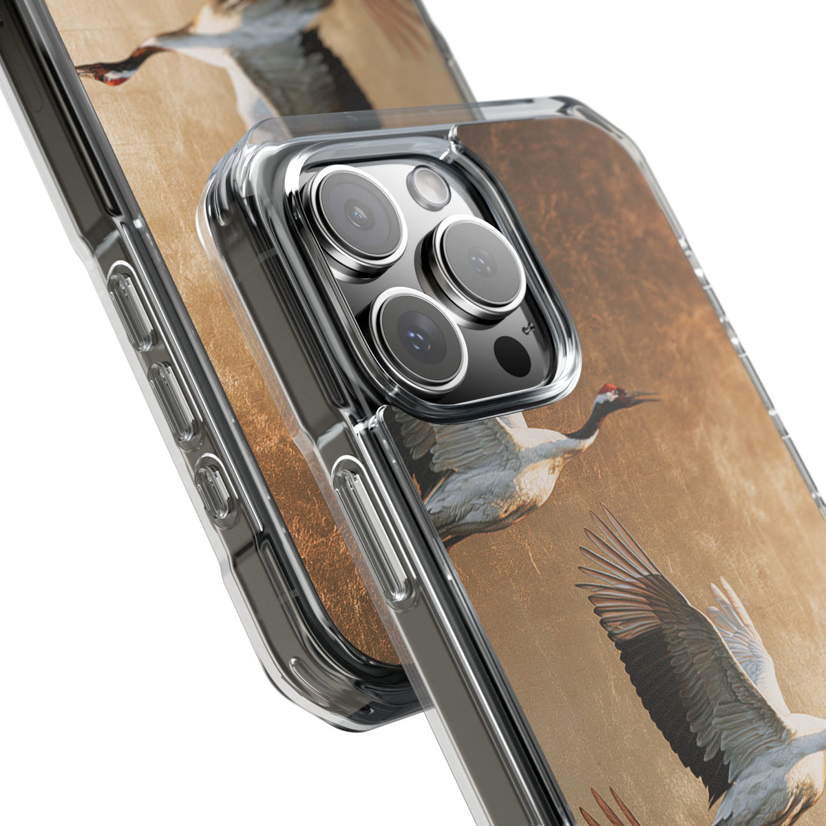 Golden Crane Flight · Clear Impact Magnetic Phone Case for iPhone · Gold