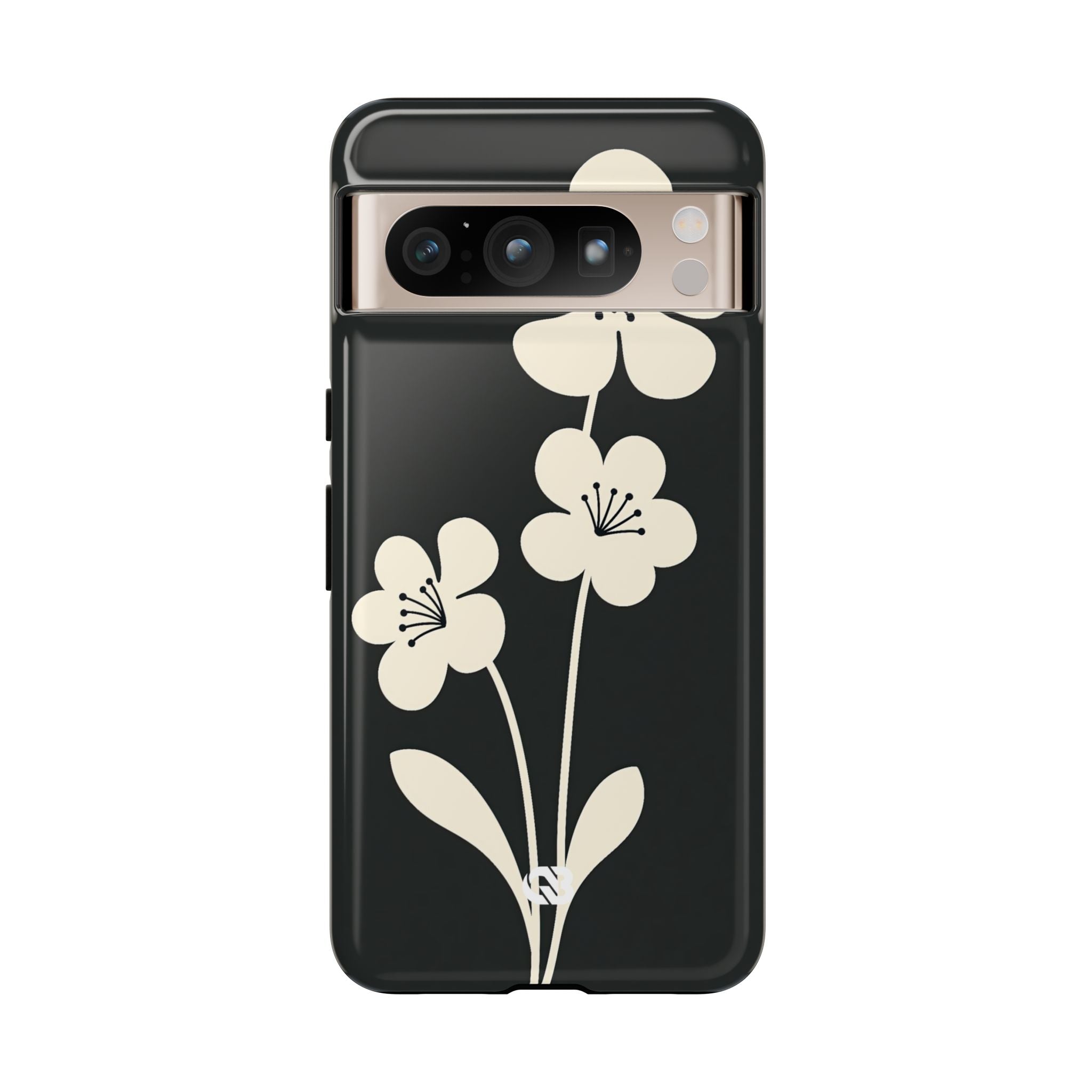 Black Tough Phone Case for Google Pixel - Obsidian Cream Bloom