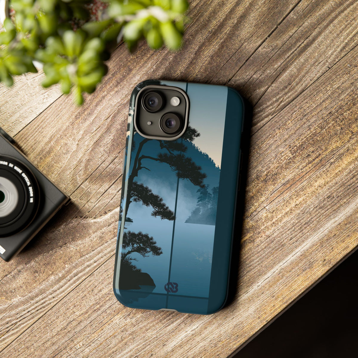 Blue Tough Phone Case for iPhone - Kyoto Mist Pine