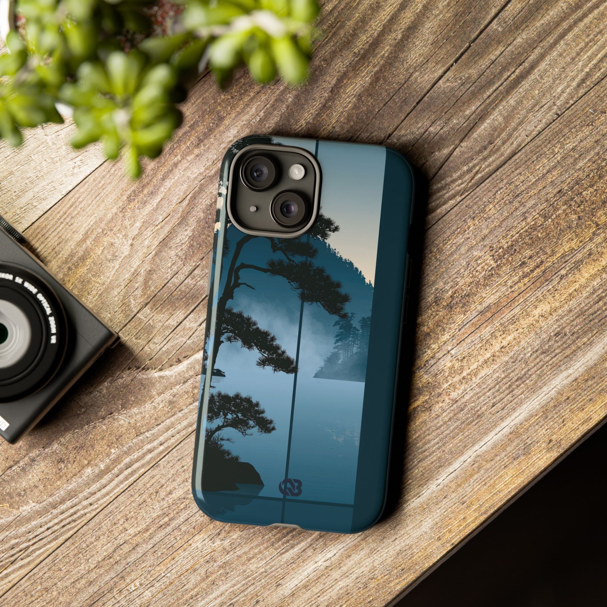 Blue Tough Phone Case for iPhone - Kyoto Mist Pine