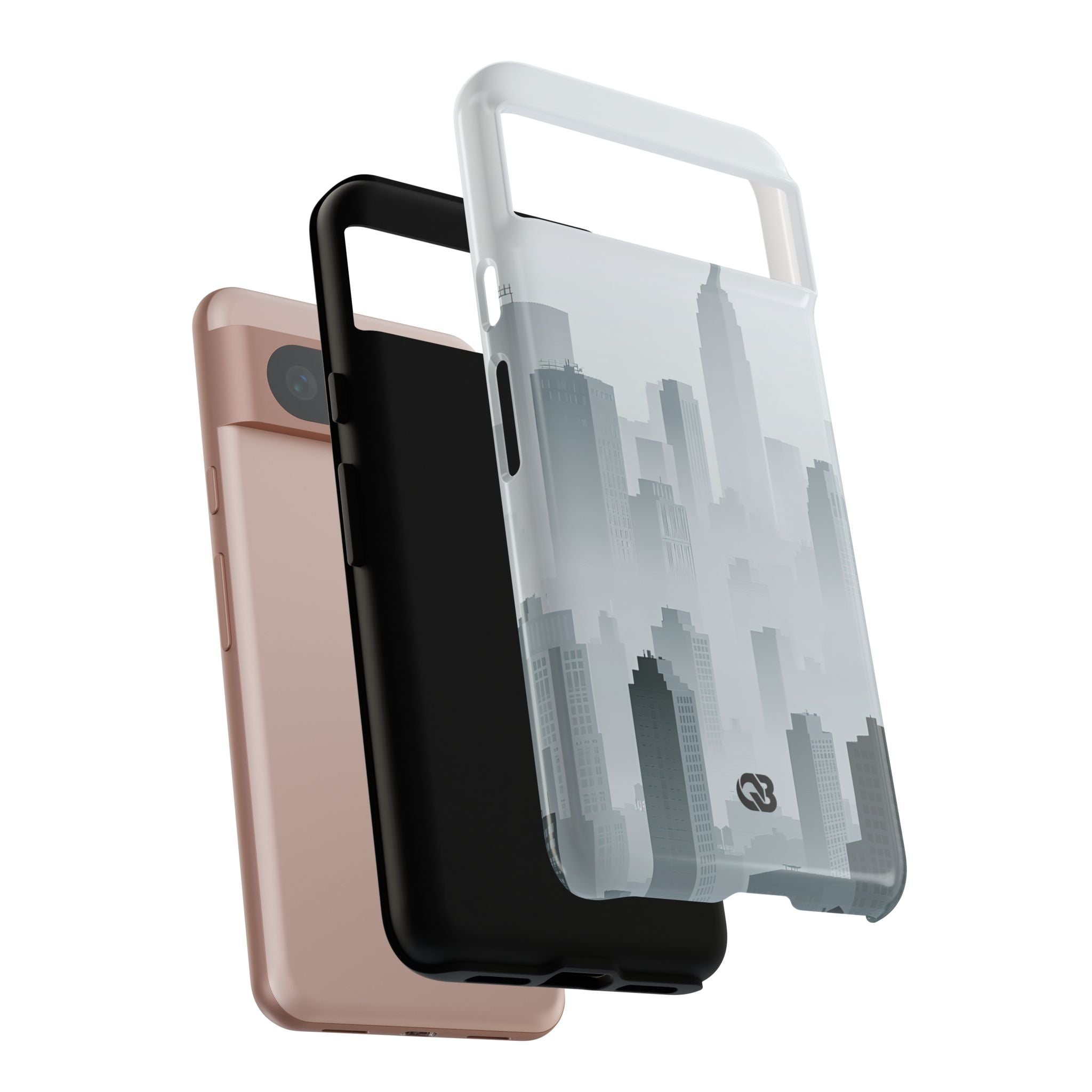 Grey Tough Phone Case for Google Pixel - Steel Mist Skyline