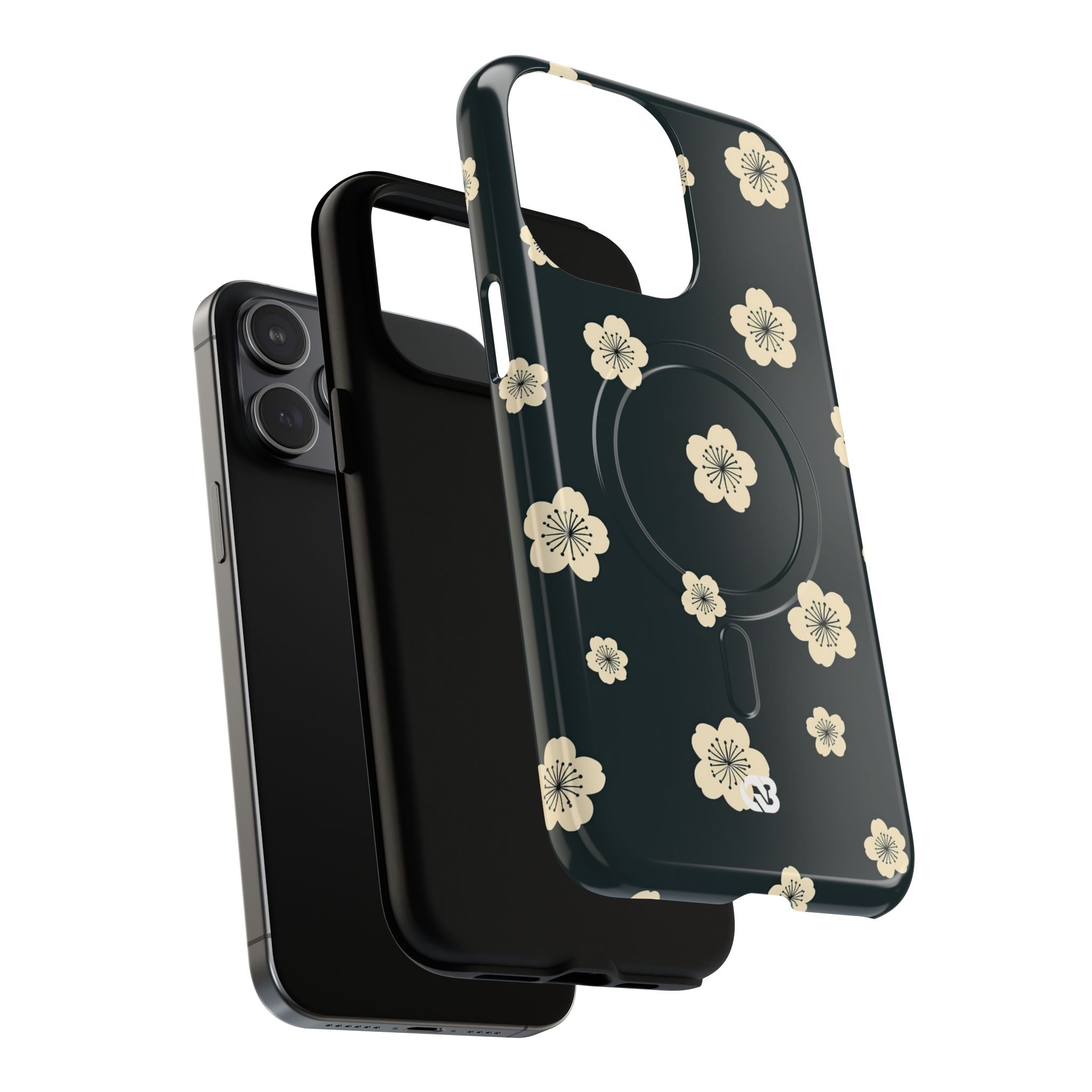 Teal Tough 2.0 Magsafe Phone Case for iPhone - Obsidian Cream Petals