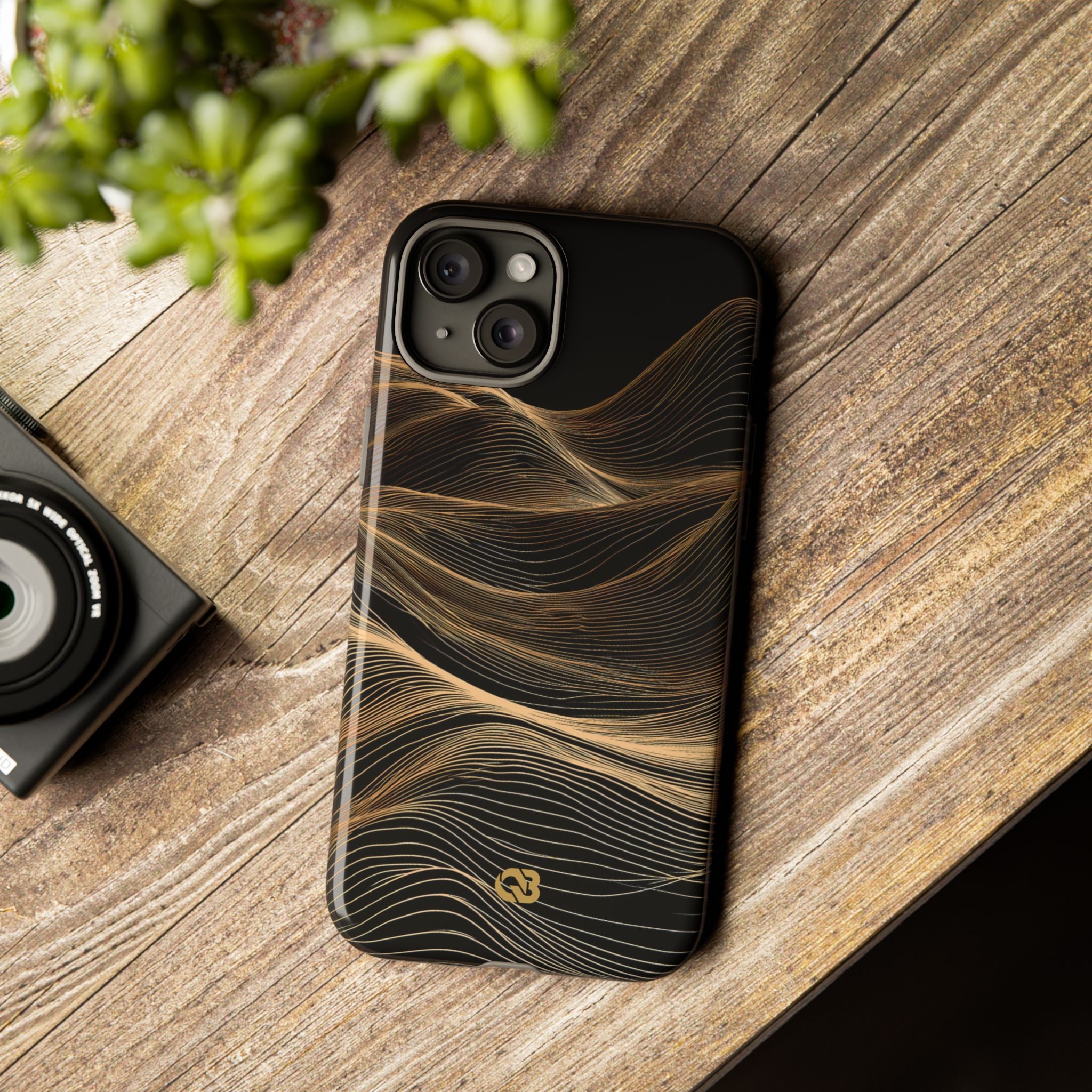 Black Tough Phone Case for iPhone - Copper Topo Ridge