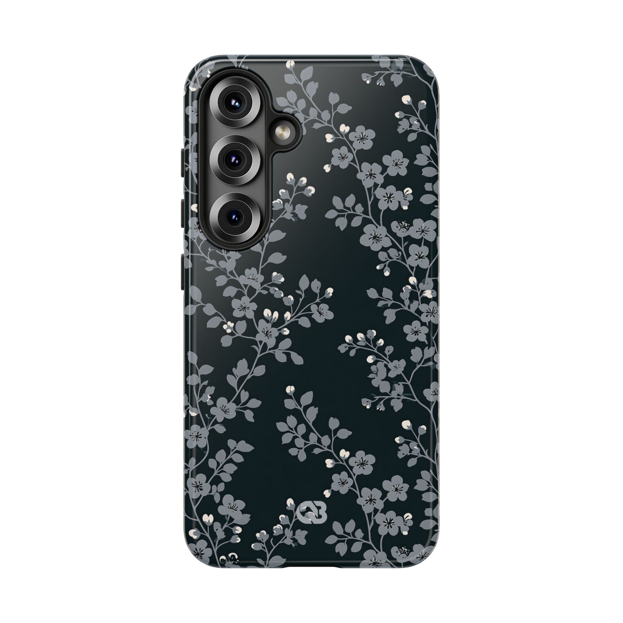 Black Tough Phone Case for Samsung - Midnight Slate Blossom