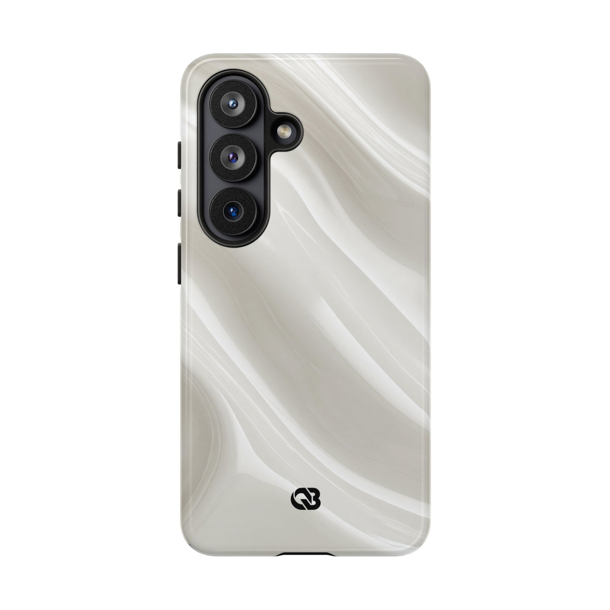 White Tough Phone Case for Samsung - Polished Ivory Wave