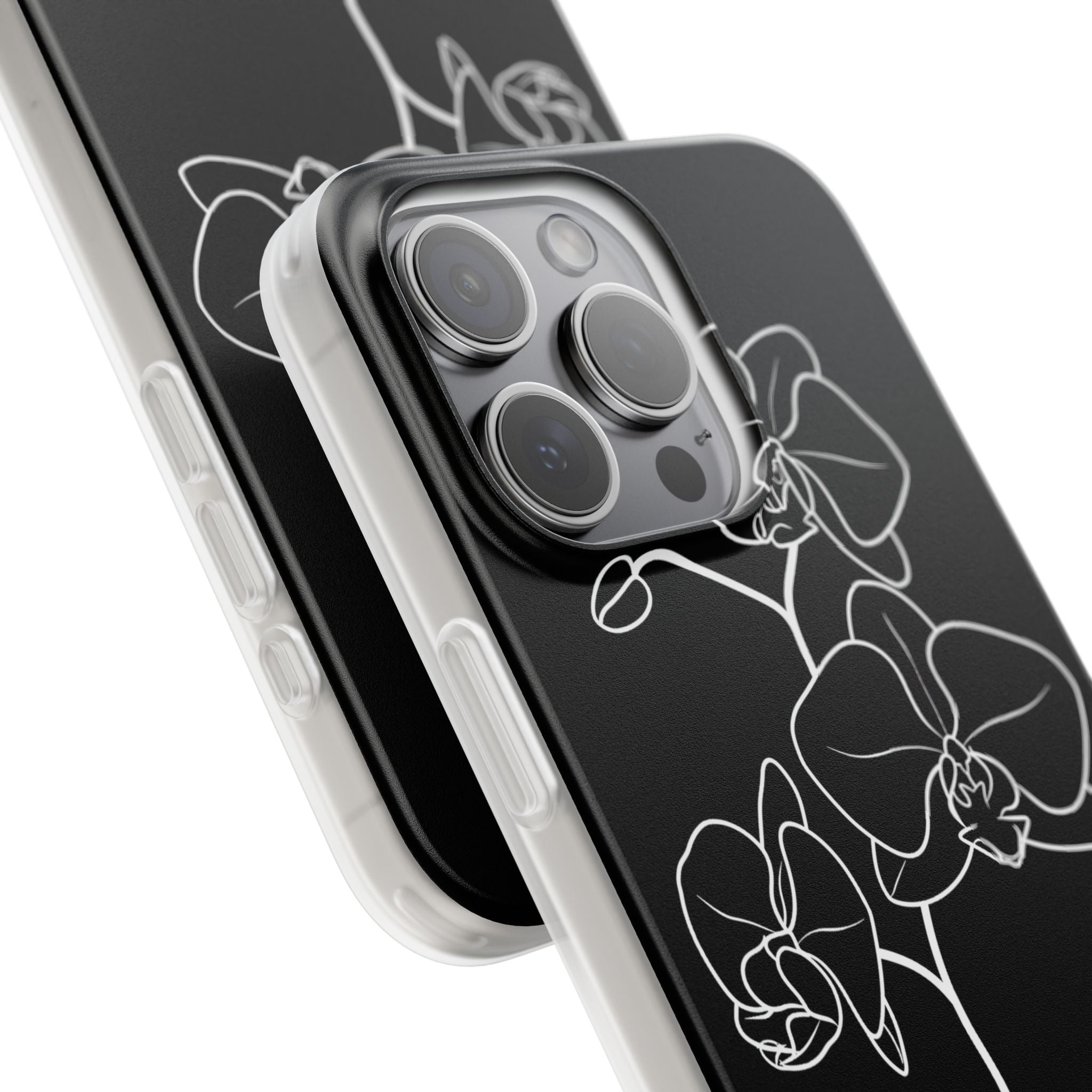 Black Lite Phone Case for iPhone - Noir Alabaster Orchid