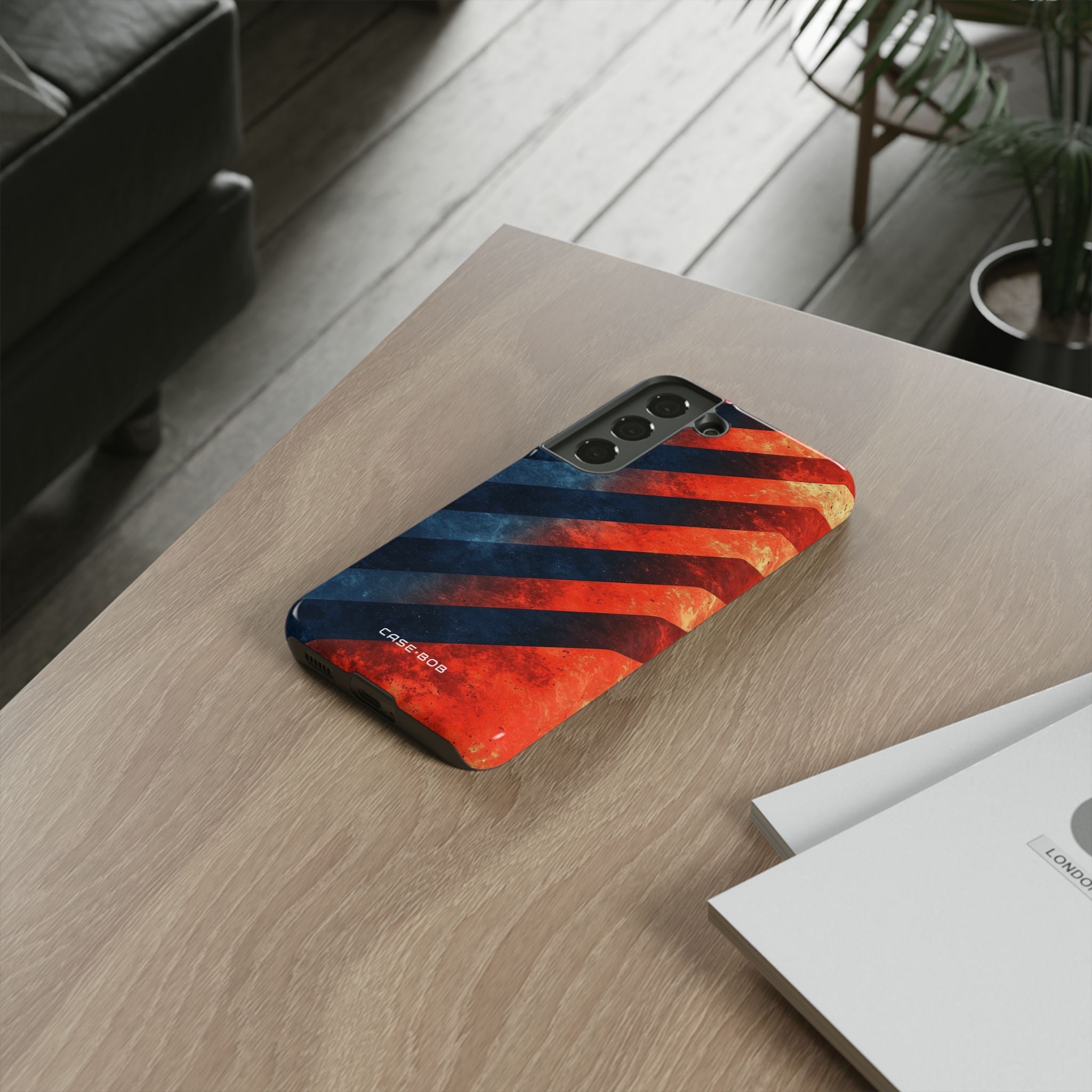 Diagonal Stripes Blaze Samsung S22 Case - Tough