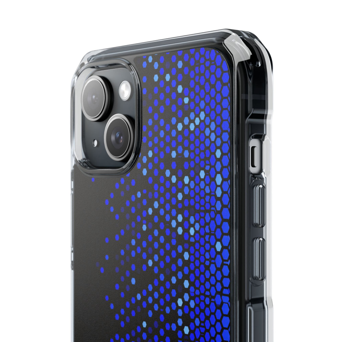 Cobalt Hex Dispersion · Clear Impact Magnetic Phone Case for iPhone · Blue