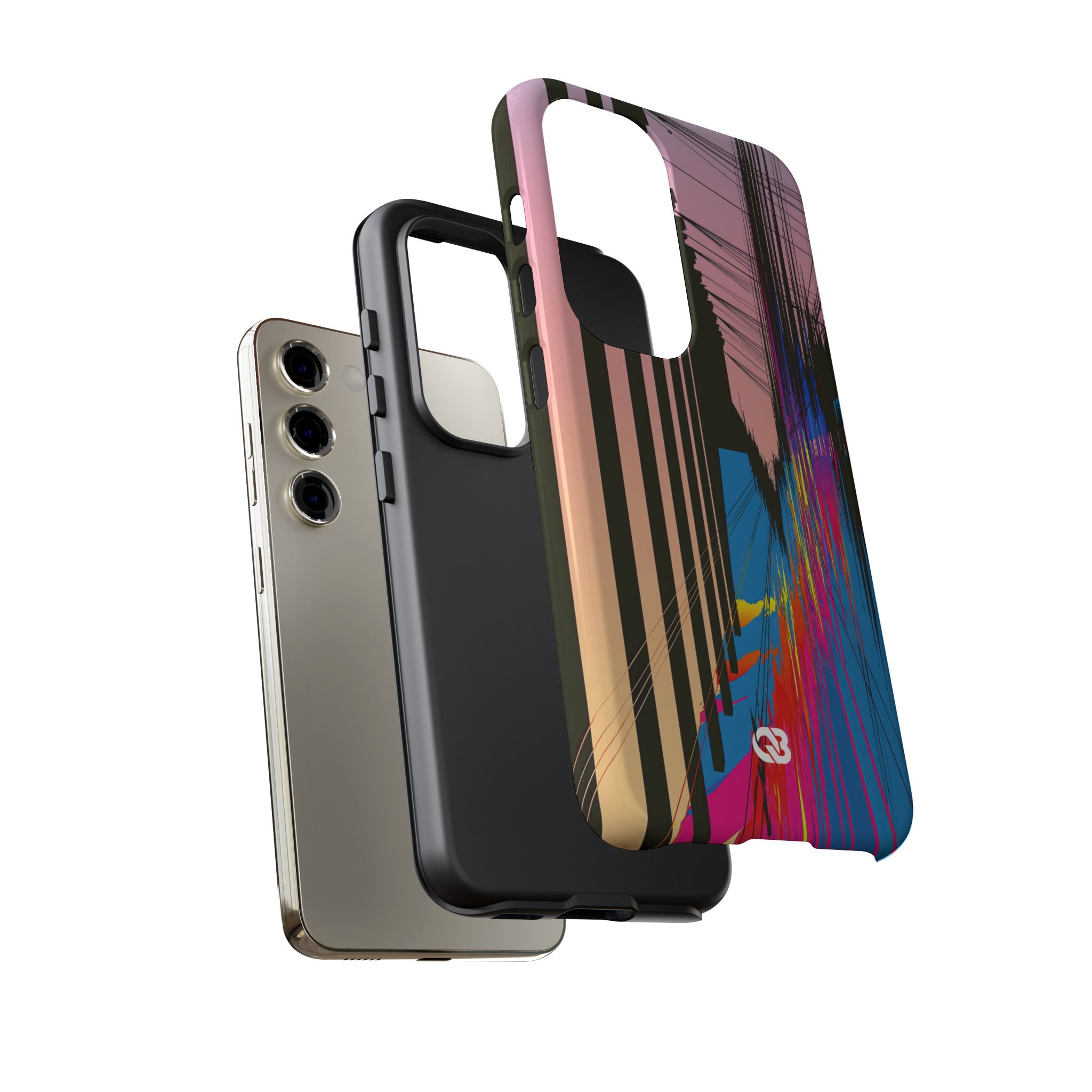 Blue Tough Phone Case for Samsung - Fractured Data Skyline
