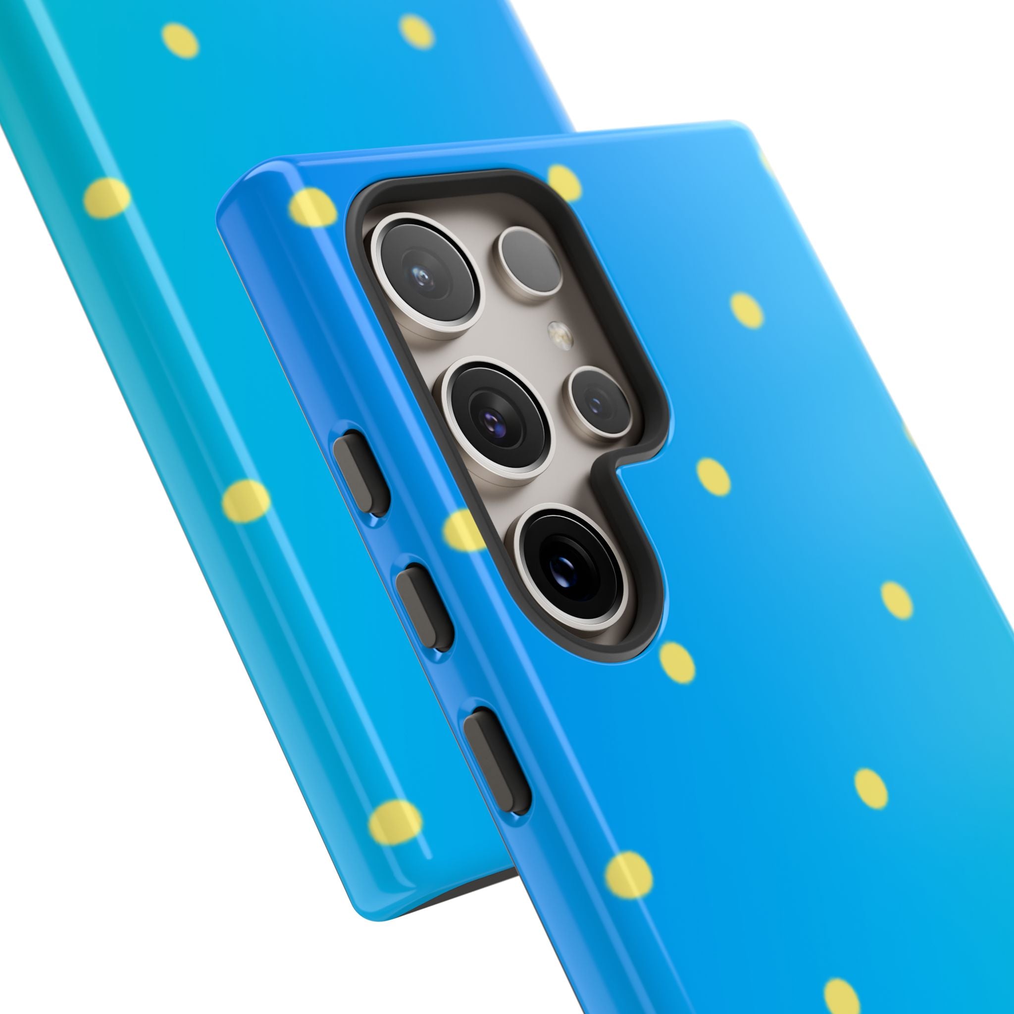 Cyan Sun Dots · Tough Handyhülle für Samsung