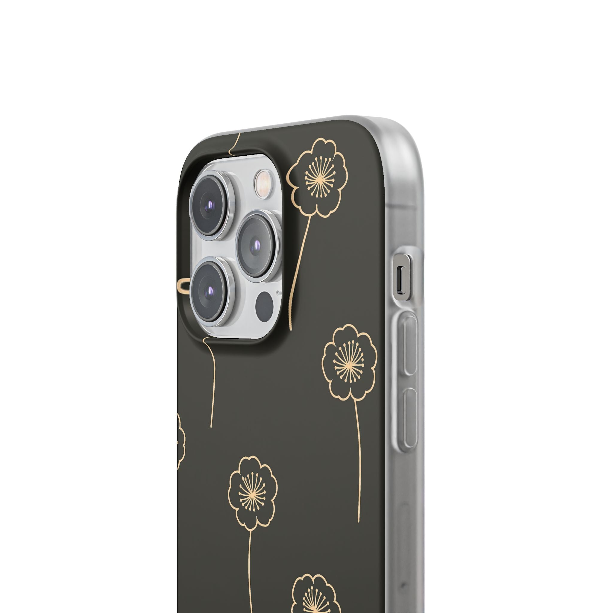Black Lite Phone Case for iPhone - Obsidian Sand Petals