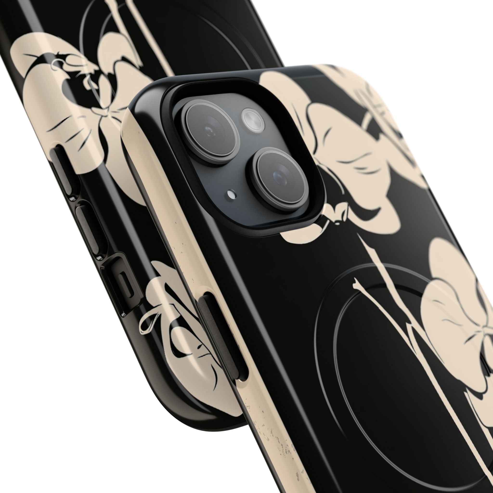 Black Tough 2.0 Magsafe Phone Case for iPhone - Obsidian Bone Orchid